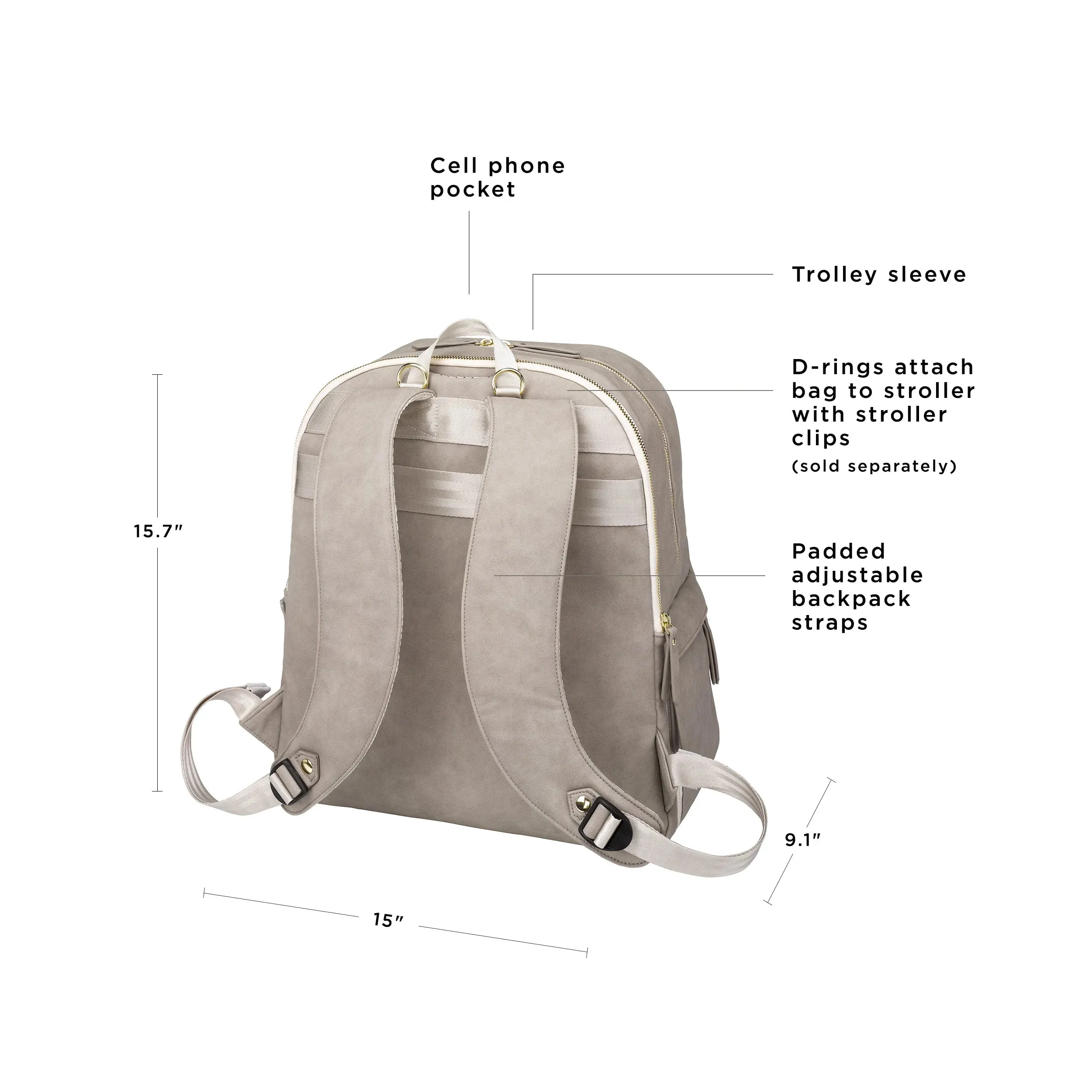 2-in-1 Provisions Breast Pump & Diaper Bag Backpack in Grey Matte Leatherette