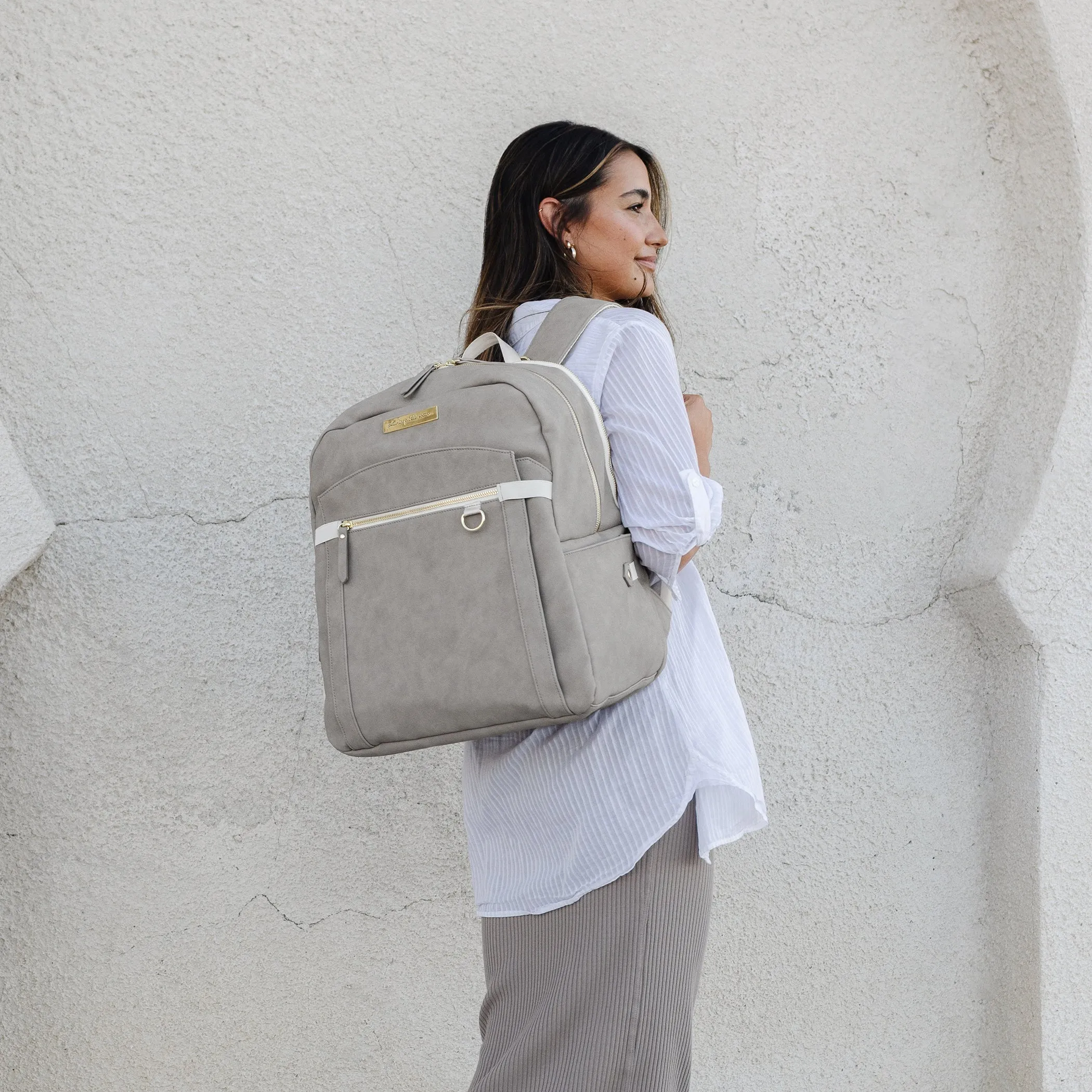 2-in-1 Provisions Breast Pump & Diaper Bag Backpack in Grey Matte Leatherette