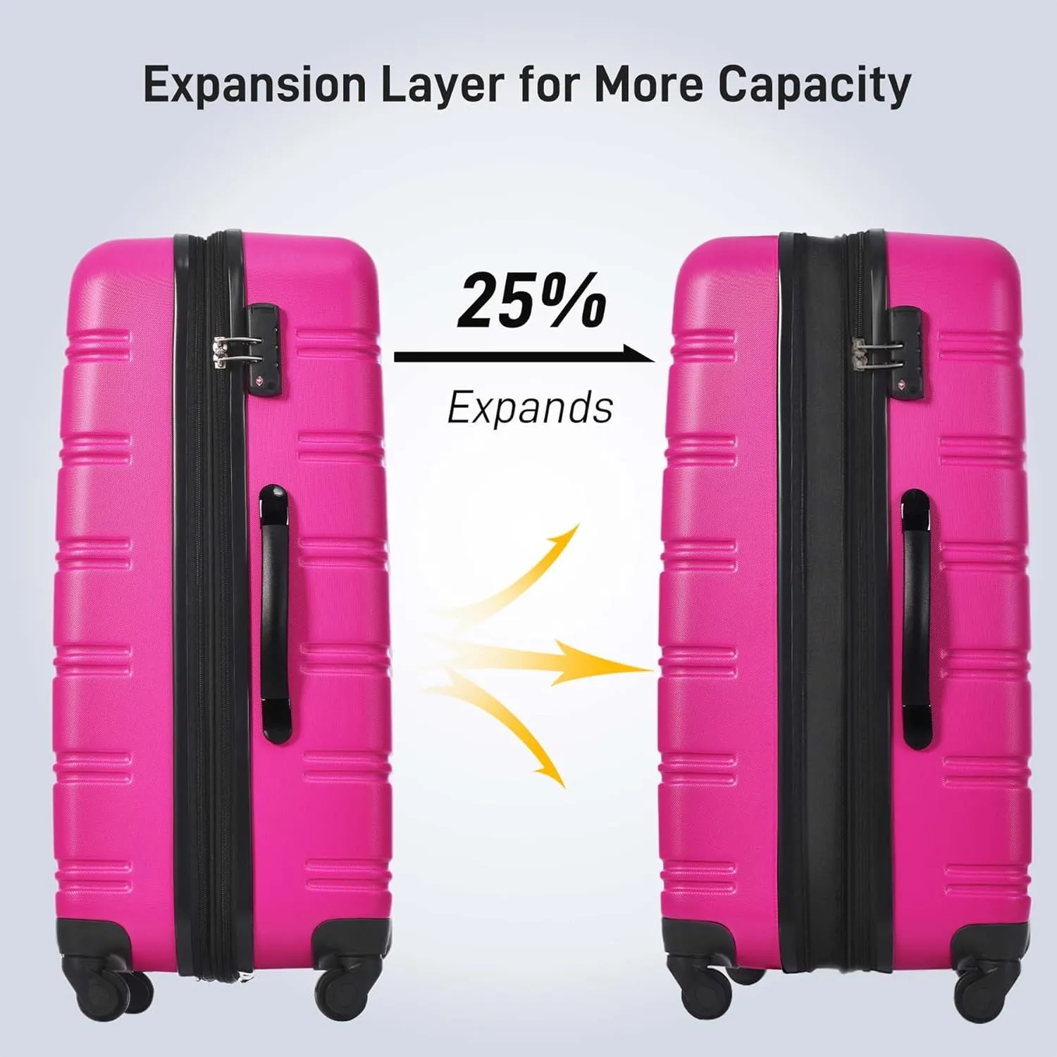 24 inch Luggage with Spinner Wheels, Lightweight Checked Luggage & International Hardshell Luggage Sets 2 Piece With Travel Bag,Travel Luggage & Hard Case Luggage with TSA Lock,ABS (Pink)