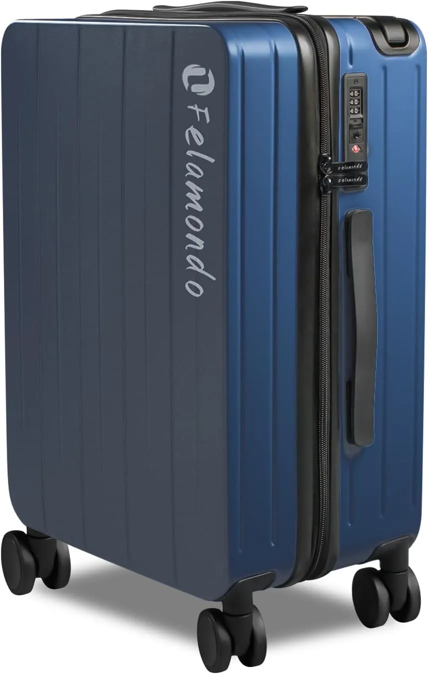 26-Inch Lightweight Checked Luggage  Durable PC Suitcase with TSA Lock, 360 Silent Spinner Wheels, Expandable Wide Handle & Extra Capacity for International Travel Suitcase(Blue)