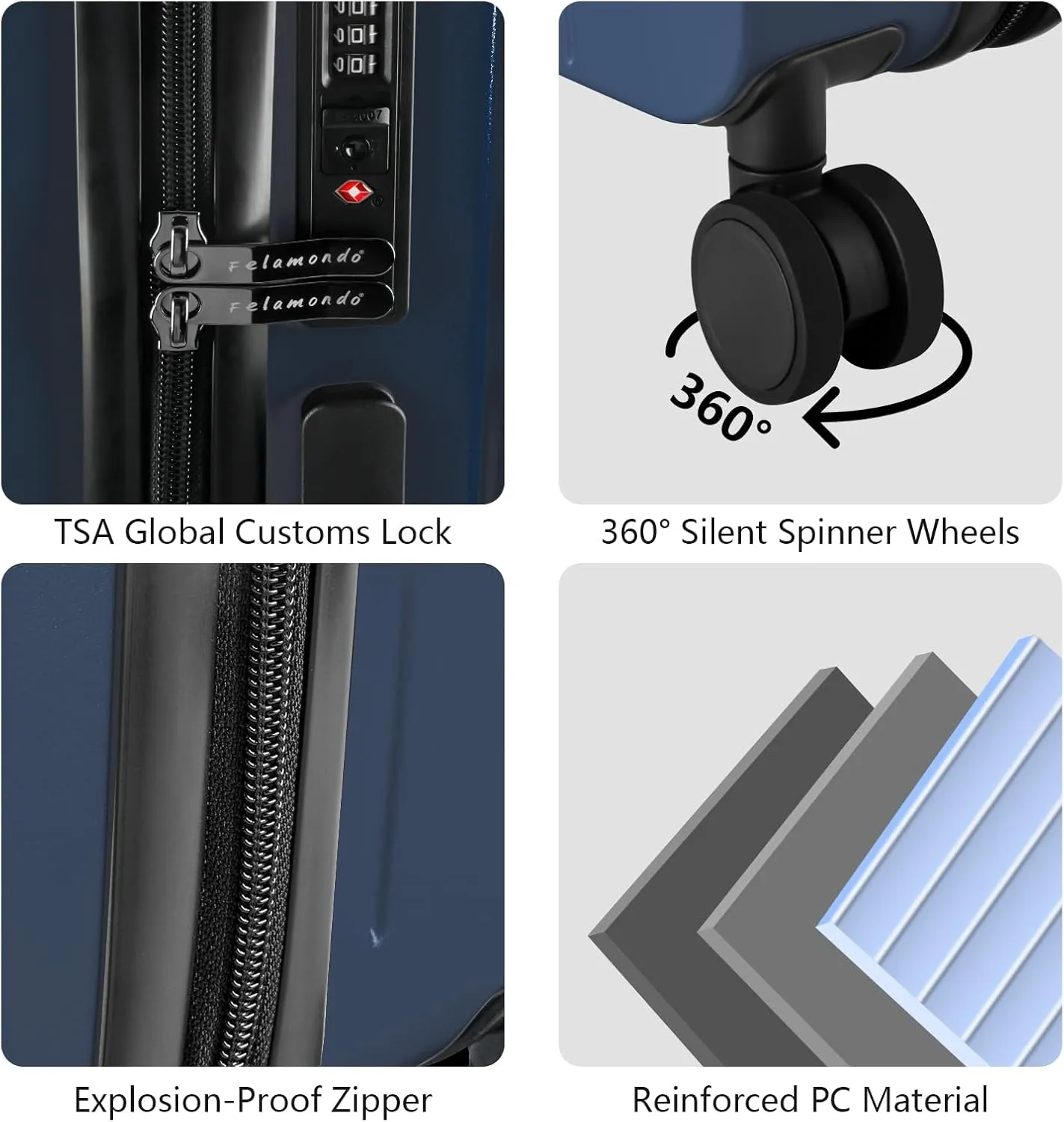 26-Inch Lightweight Checked Luggage  Durable PC Suitcase with TSA Lock, 360 Silent Spinner Wheels, Expandable Wide Handle & Extra Capacity for International Travel Suitcase(Blue)