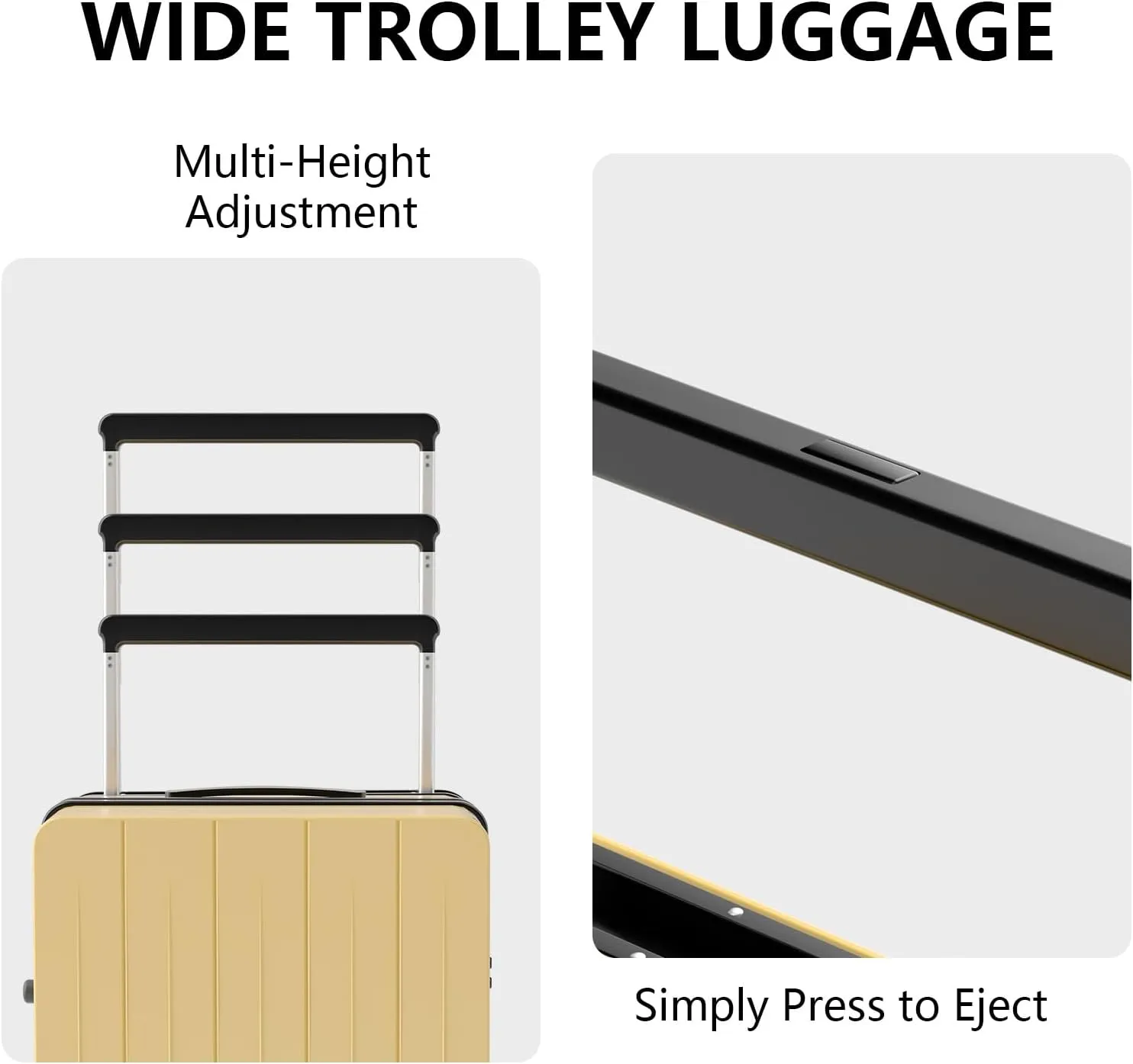 26-Inch Lightweight Checked Luggage  Durable PC Suitcase with TSA Lock, 360 Silent Spinner Wheels, Expandable Wide Handle & Extra Capacity for International Travel Suitcase(Yellow)