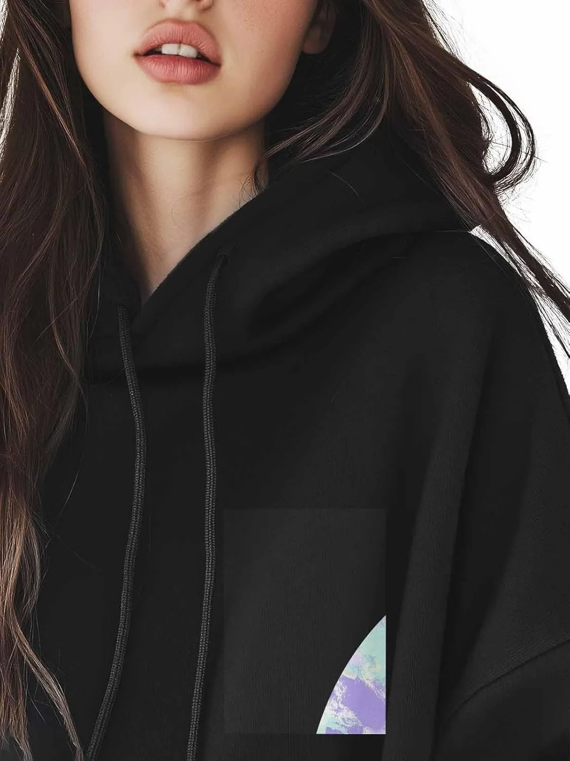 BEMIGO Hooded Sweatshirt Women Tie Dye Cozy Black/White Sweatshirt with Oversized Front Pocket Colorful Printed Trendy Tops