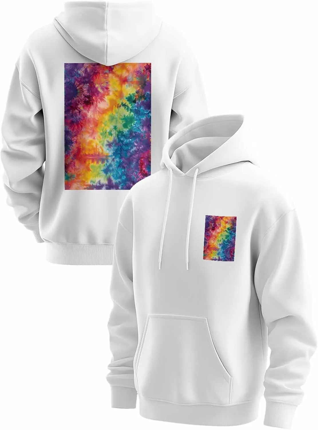BEMIGO Hooded Sweatshirt Women Tie Dye Cozy Black/White Sweatshirt with Oversized Front Pocket Colors Printed Trendy Tops
