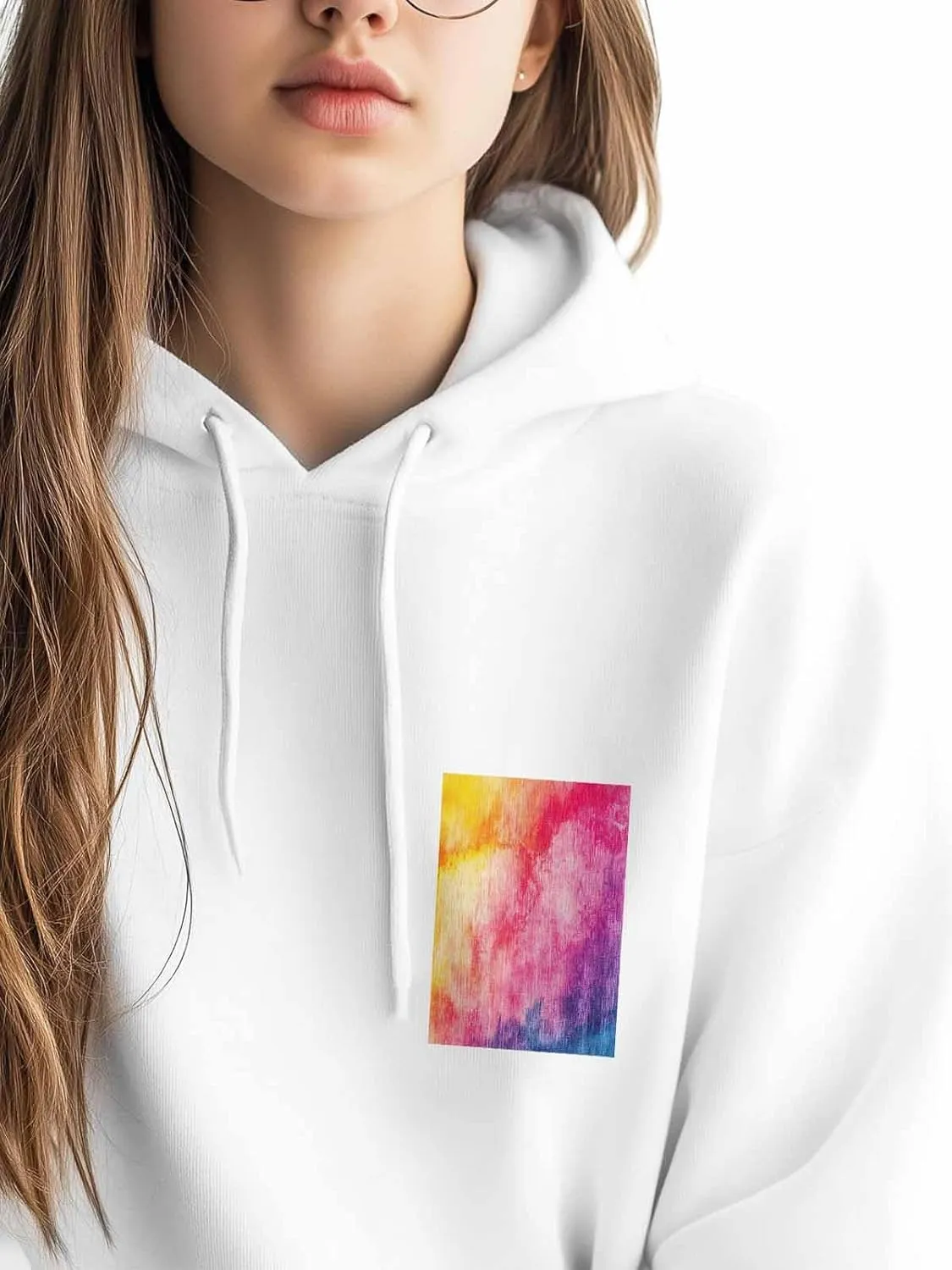 BEMIGO Hooded Sweatshirt Women Tie Dye Cozy Black/White Sweatshirt with Oversized Front Pocket Watercolor Printed Trendy Tops