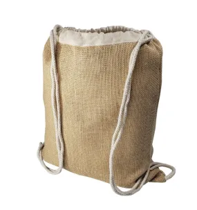 Burlap Jute Drawstring Backpacks, Set of 12