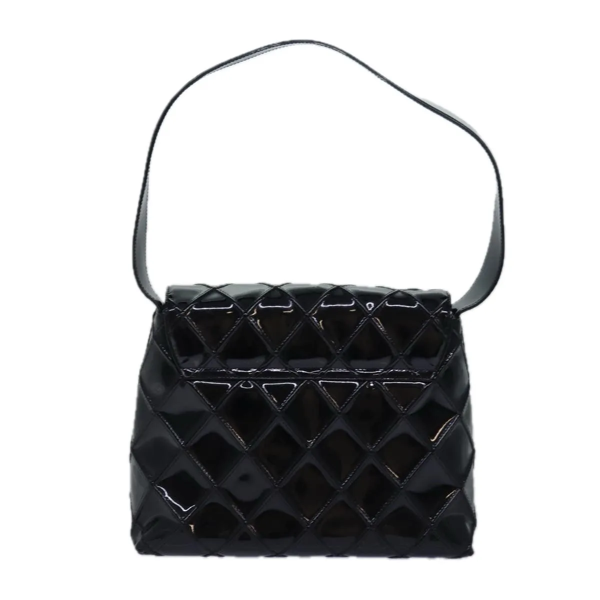 CHANEL Bicolore Shoulder Bag Enamel Black CC Auth bs15701