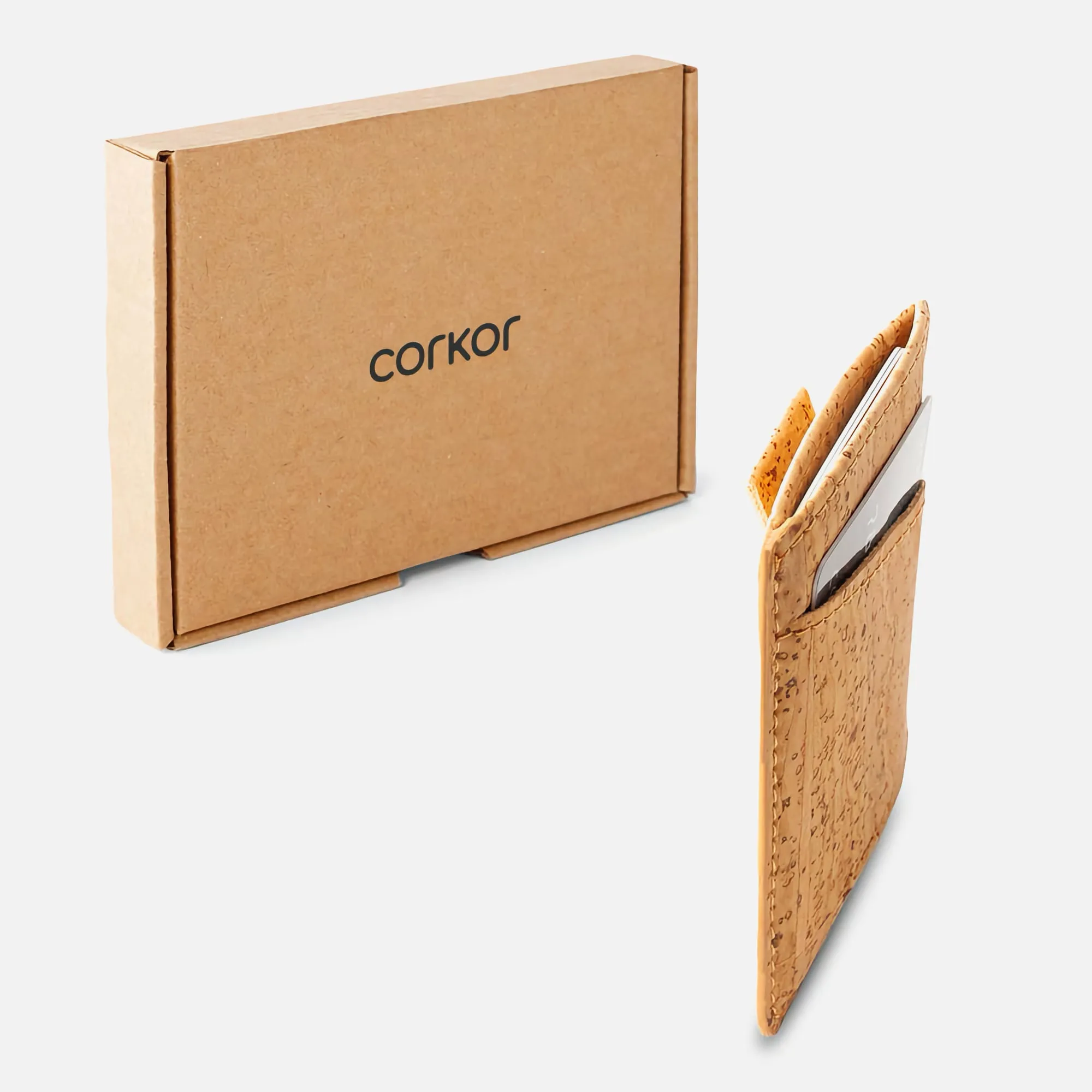 Corkor Vegan Cork Card Sleeve Wallet, Light Brown