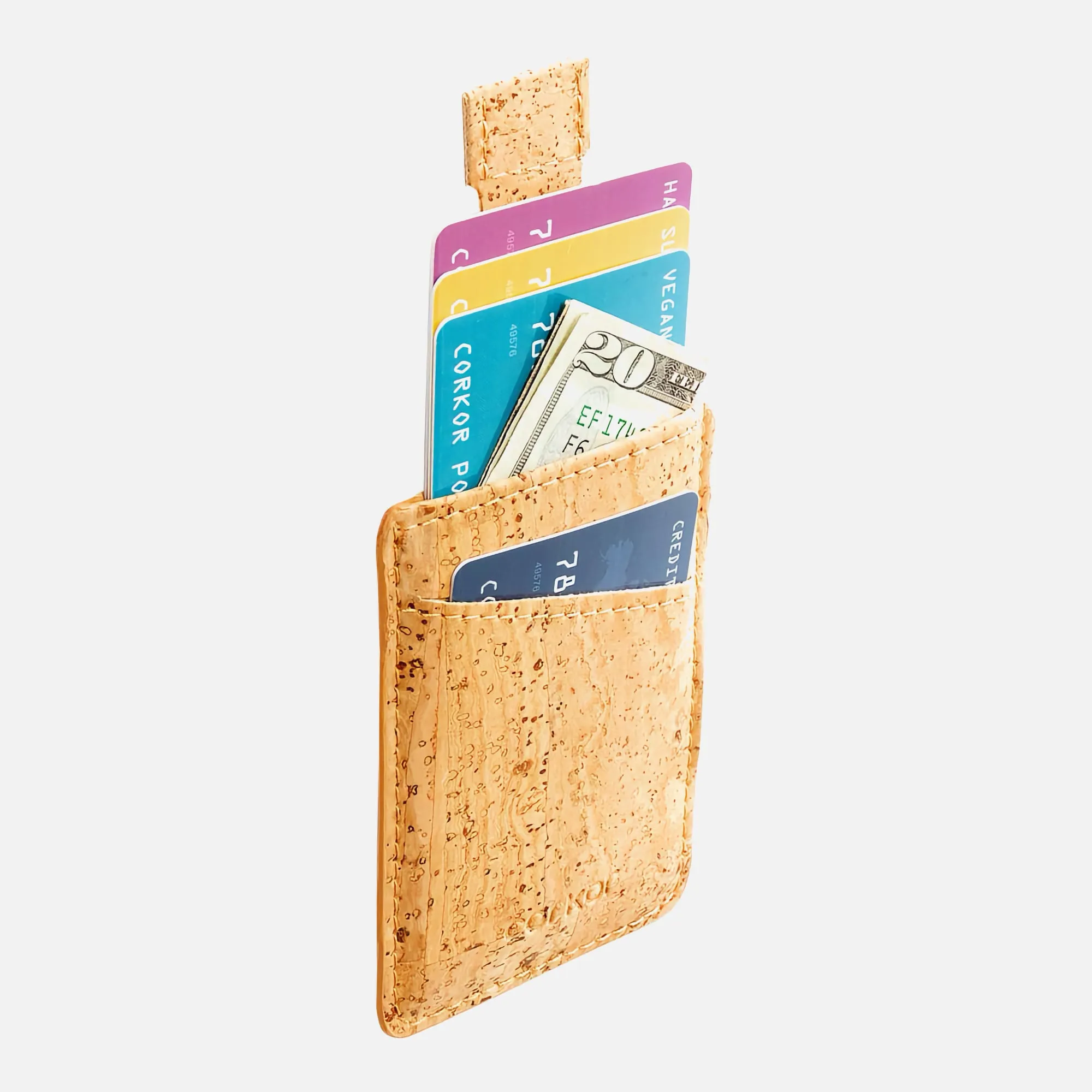Corkor Vegan Cork Card Sleeve Wallet, Light Brown