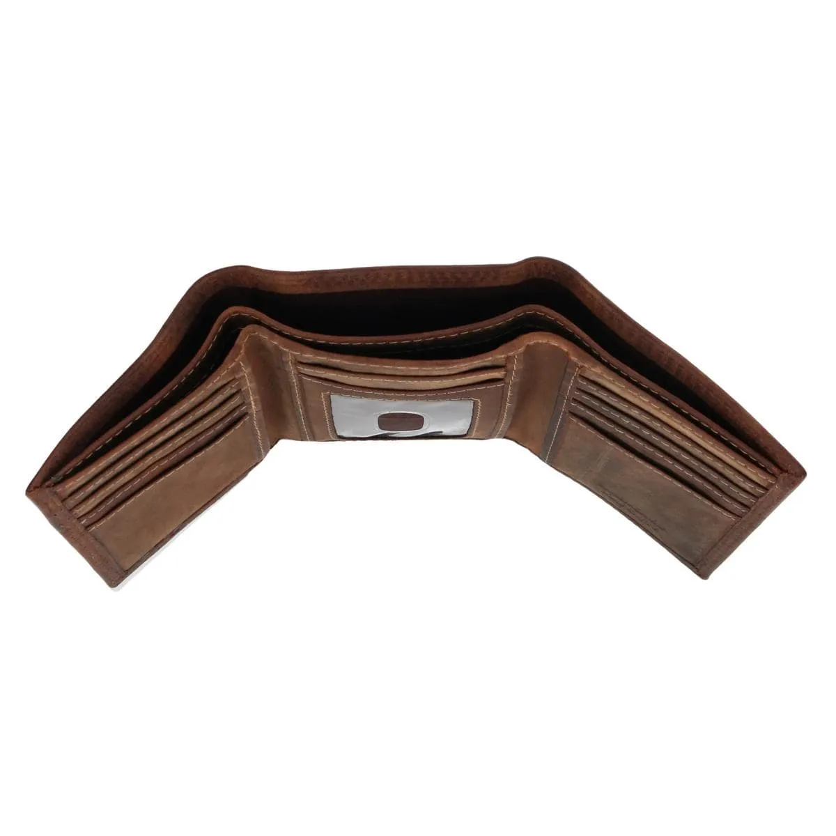 CTM® Men's Leather Contrast Stitch Trifold Wallet