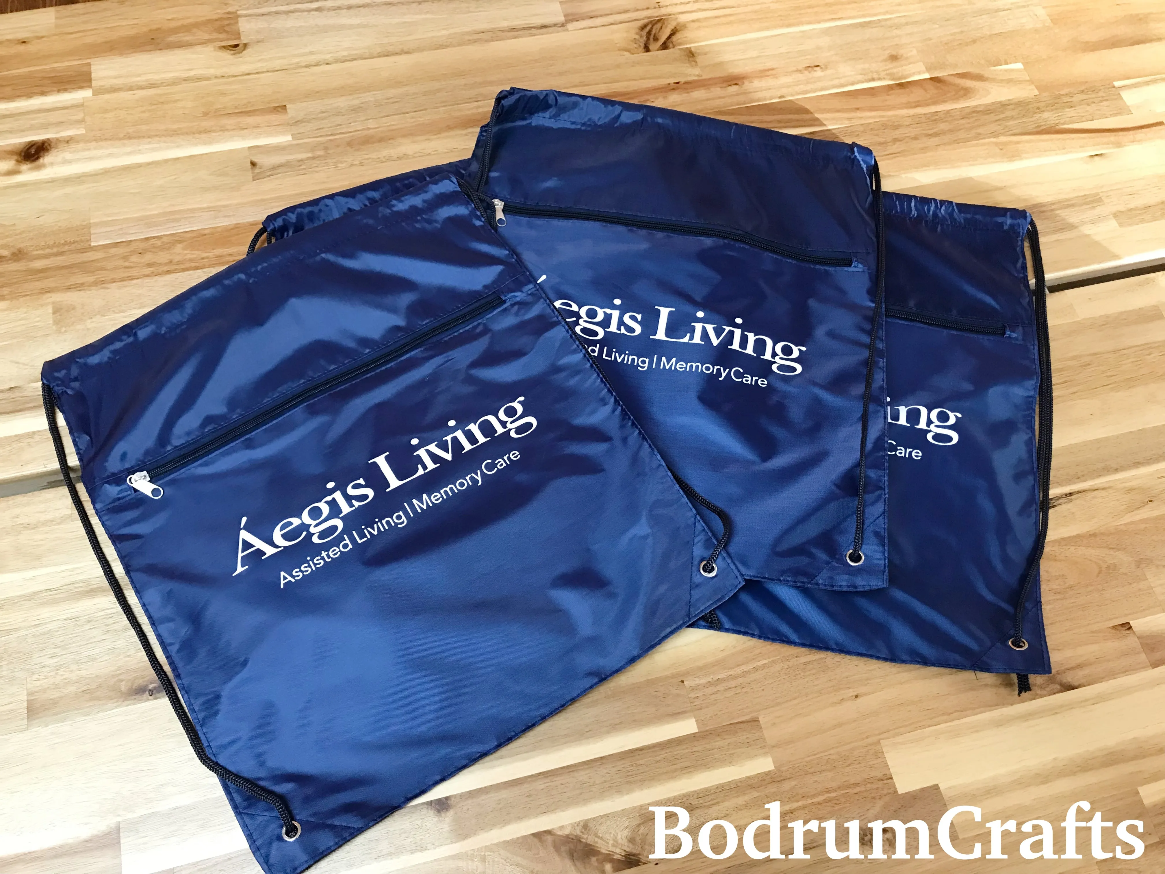 Custom Name Printed Drawstring Backpacks with Front Zipper Pocket