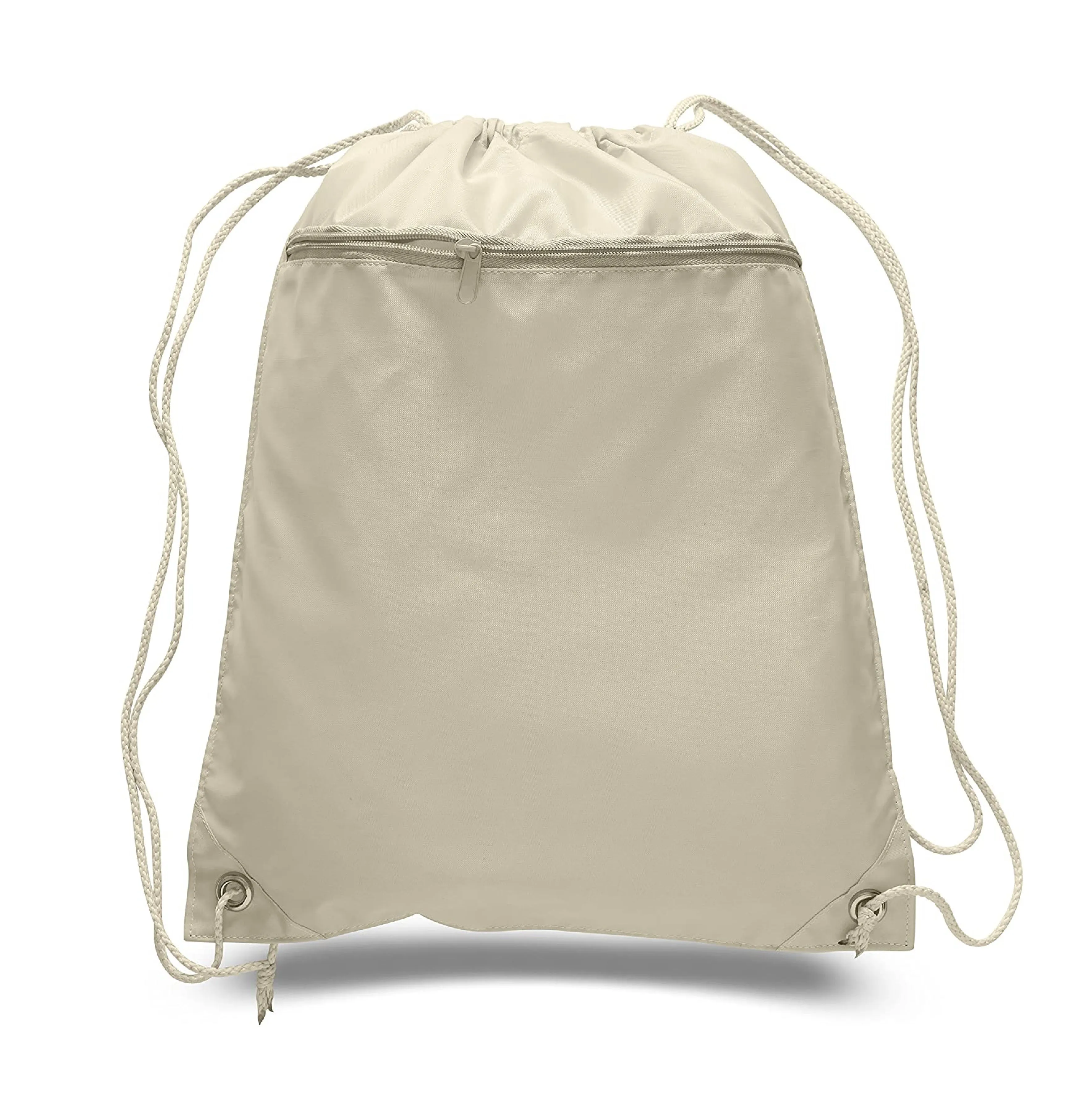 Custom Name Printed Drawstring Backpacks with Front Zipper Pocket