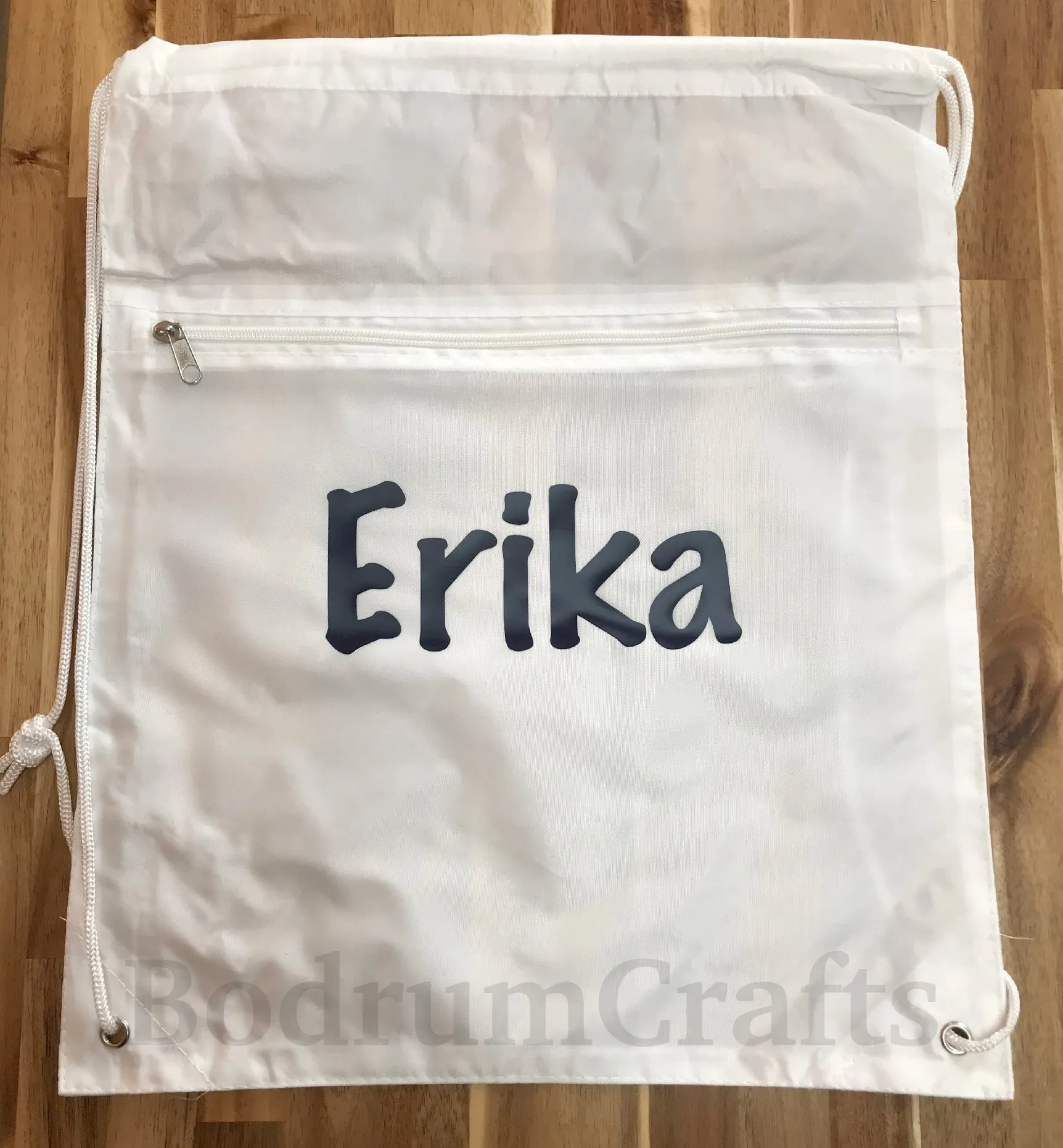 Custom Name Printed Drawstring Backpacks with Front Zipper Pocket