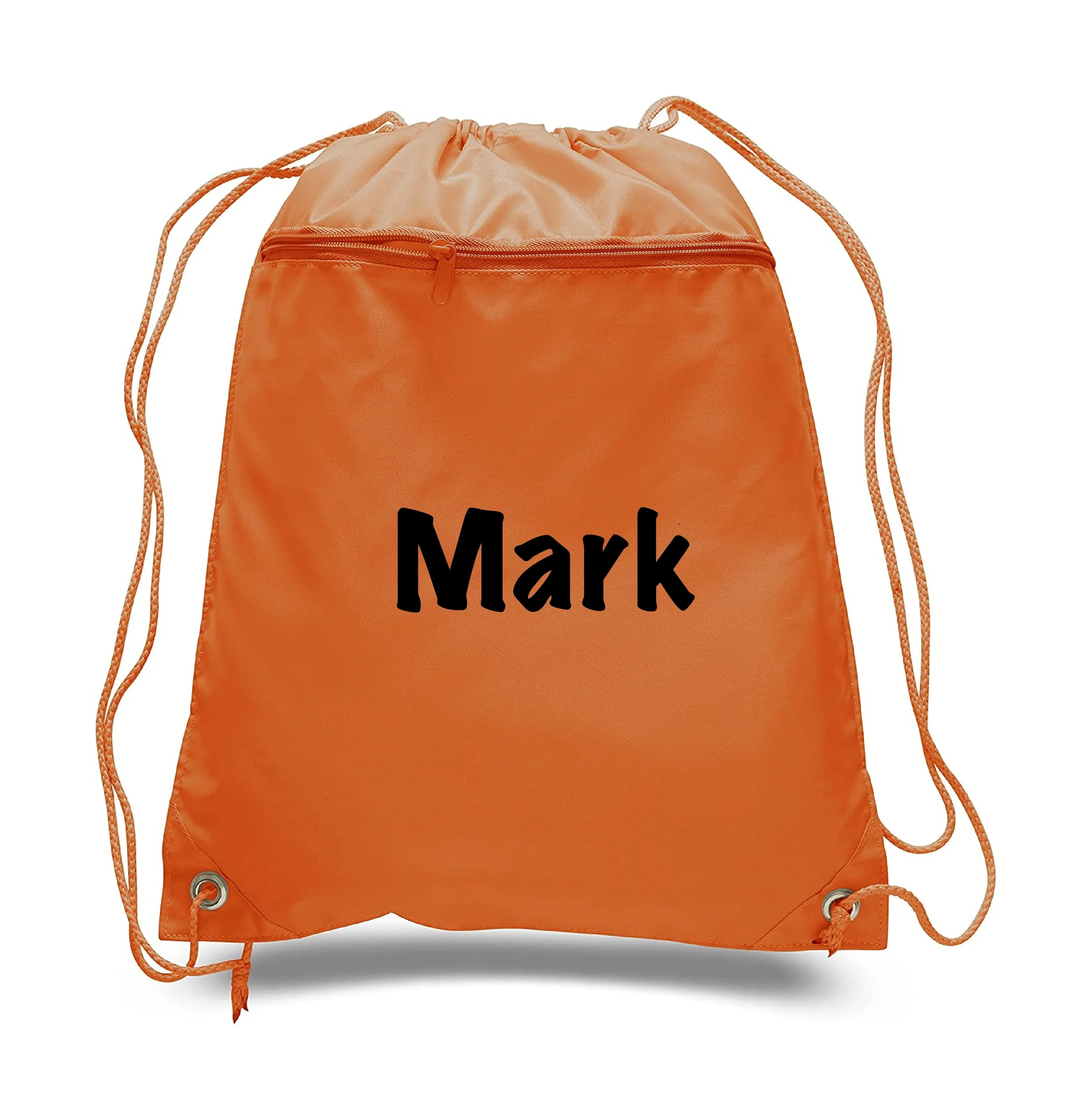 Custom Name Printed Drawstring Backpacks with Front Zipper Pocket