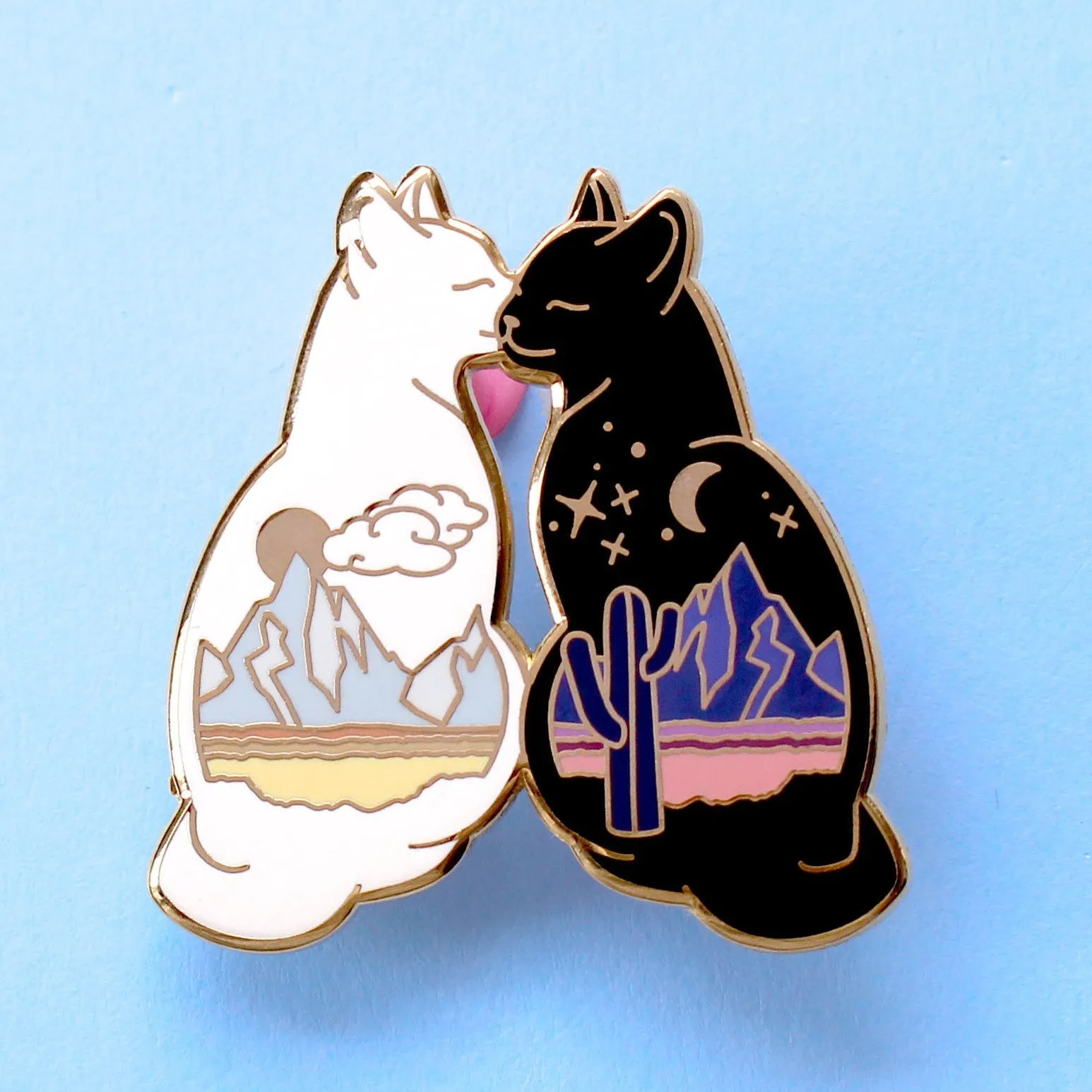 Desert Cats Kissing Enamel Pin | Artist-Designed Hard Enamel Pin