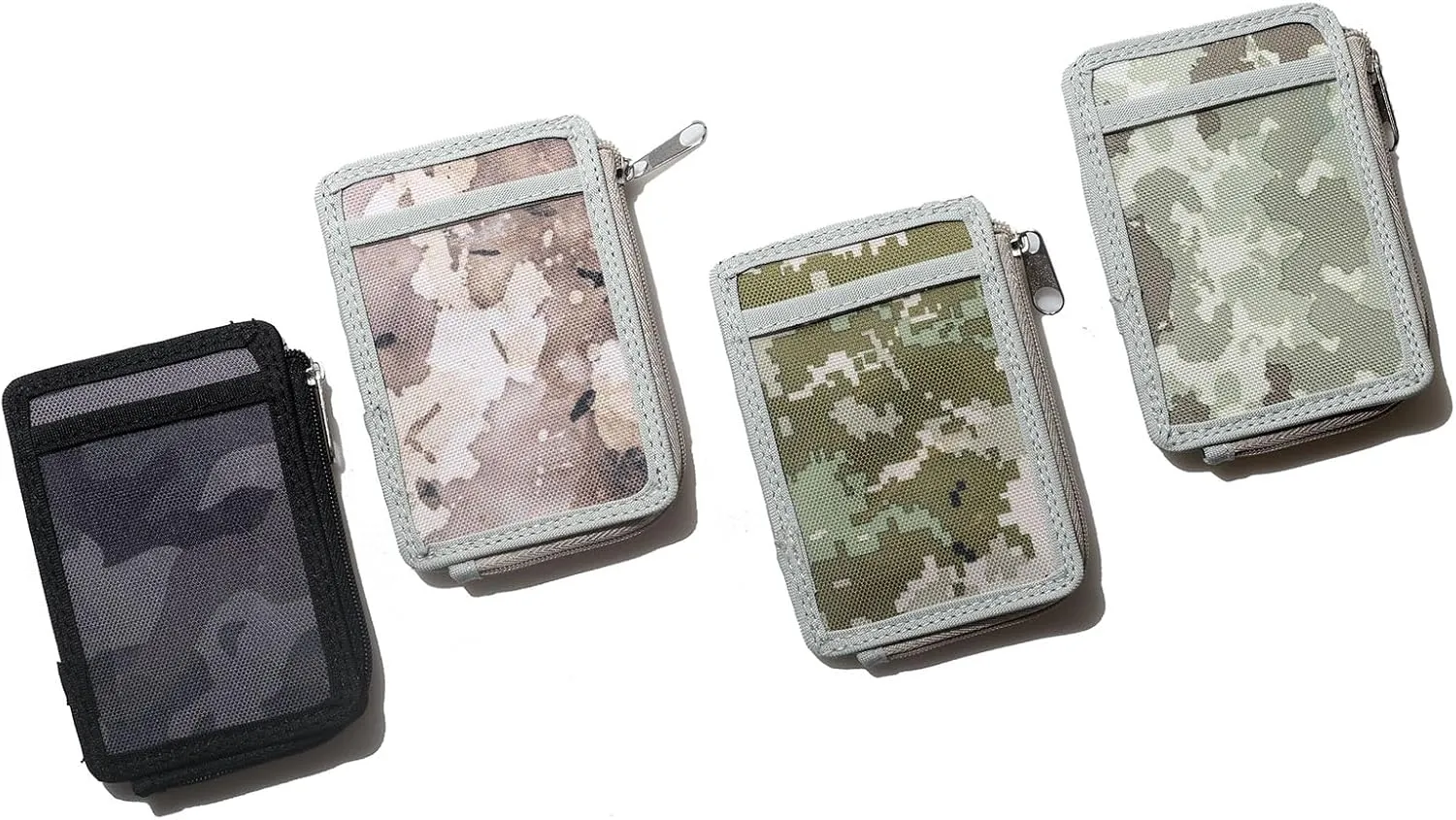 DQL keychain wallet for women minimalist wallet for men small womens wallet, Ultra Slim Minimalist Card Holder Wallet for Men and Women, Cyber Camo, Keychain Wallet Minimalist Work Badge Holder