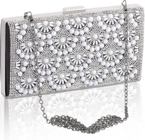 Evening Clutch Pearl Purse for Women, Party Clutches Bag Wedding Formal Handbags