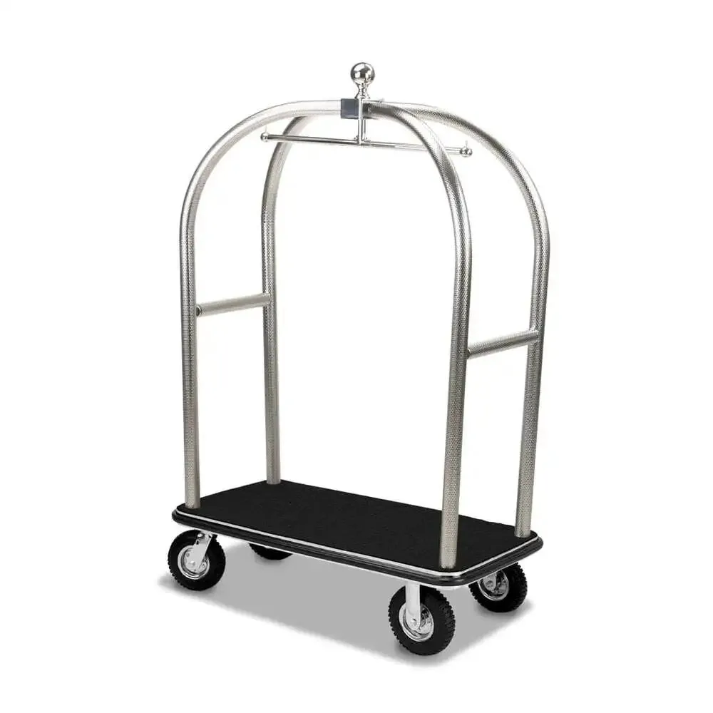 Forbes Industries 2528-PDT 48" Birdcage® Luggage Cart Longer & Lower Style polished Diamond Textured Stainless Steel Tubular Superstructure