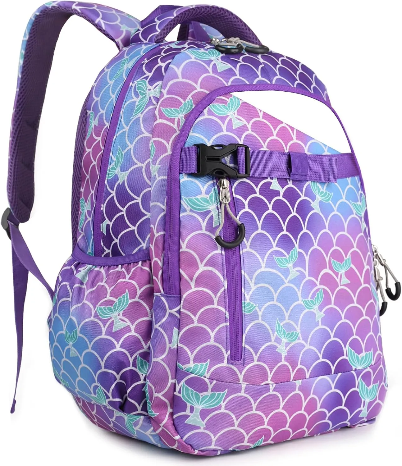 Genteen Kids' Backpack for Girls - Lightweight School Bag with Laptop Compartment - Mermaid Tail Design