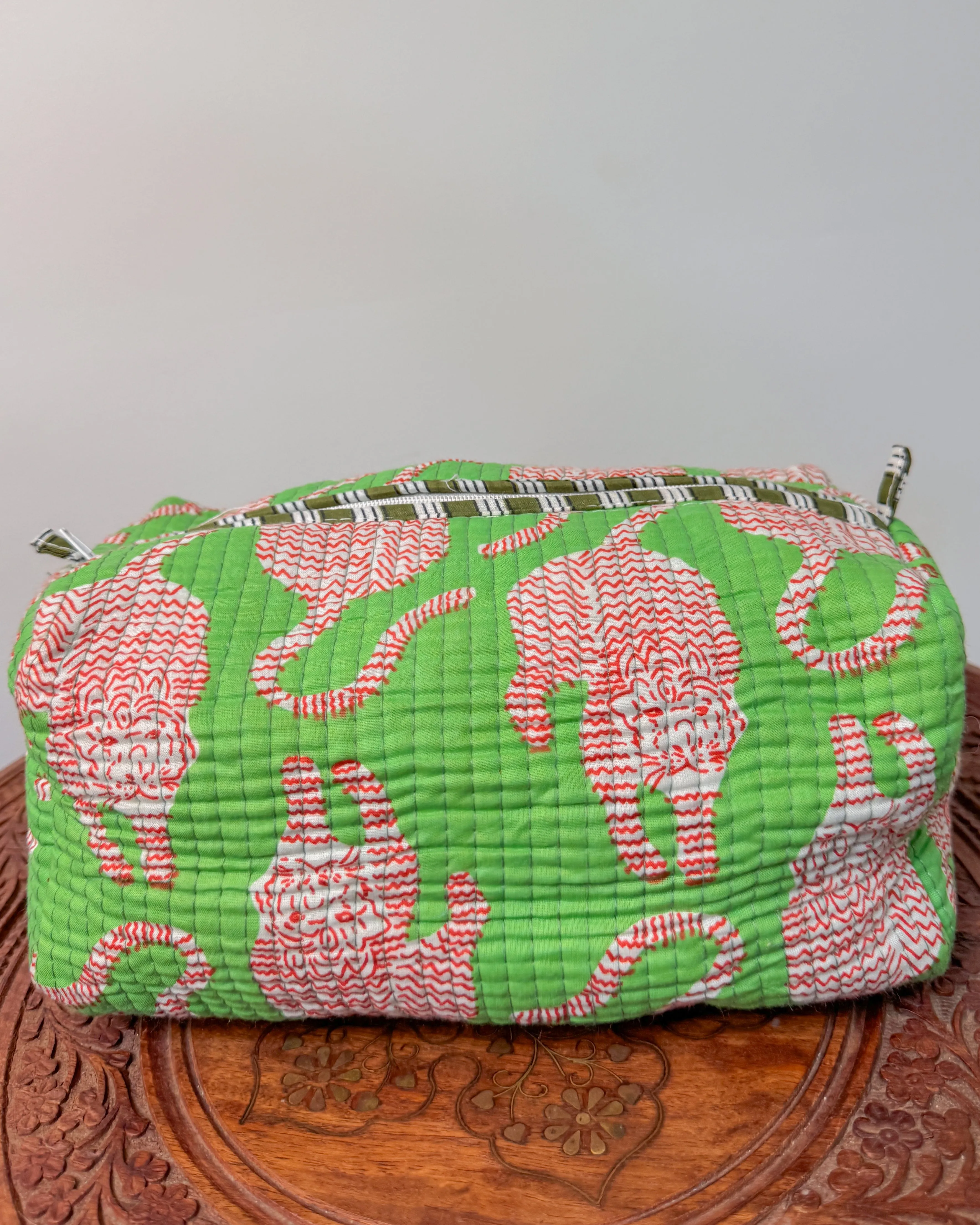 Green tiger l Handmade Quilted Cotton Bag