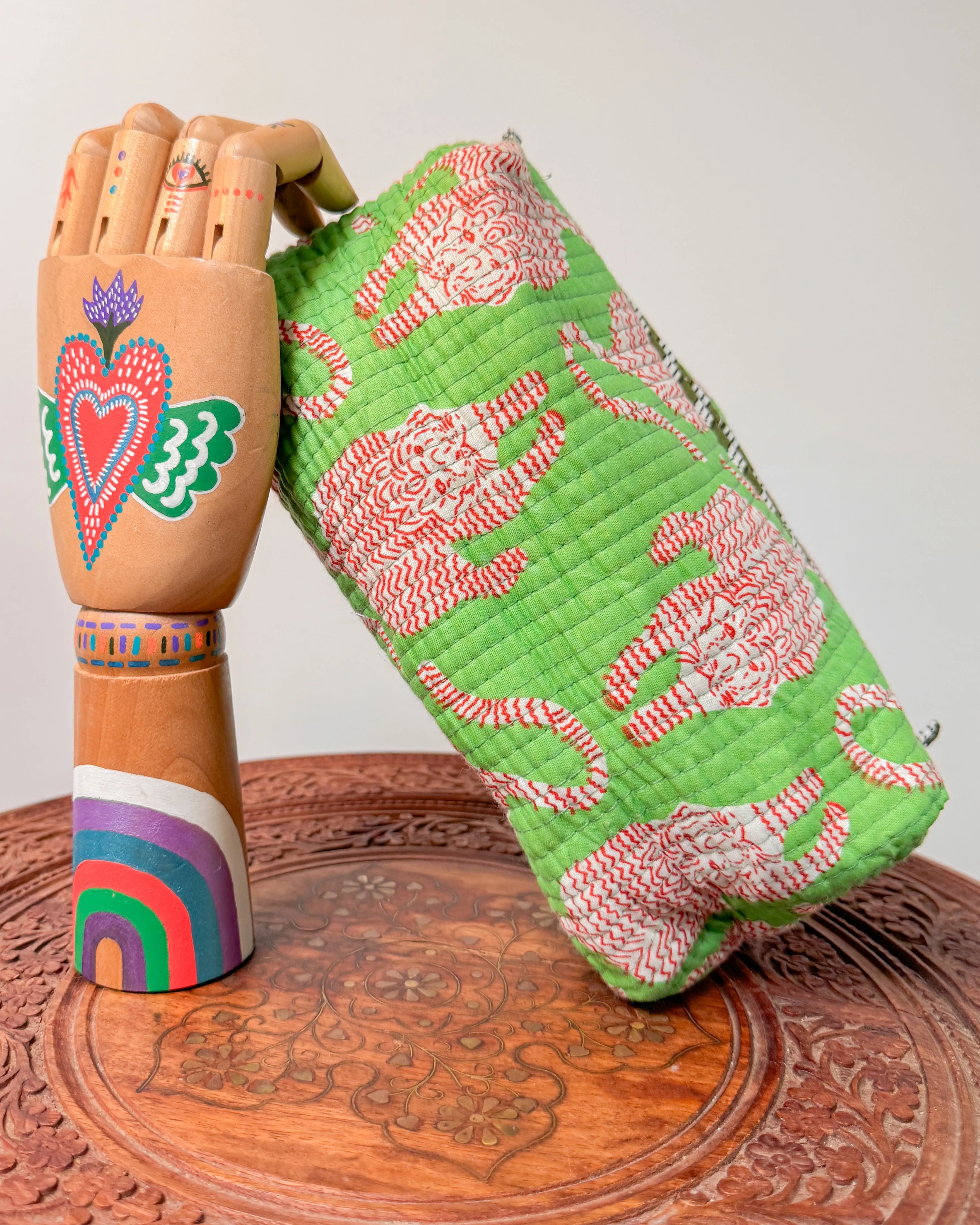 Green tiger l Handmade Quilted Cotton Bag