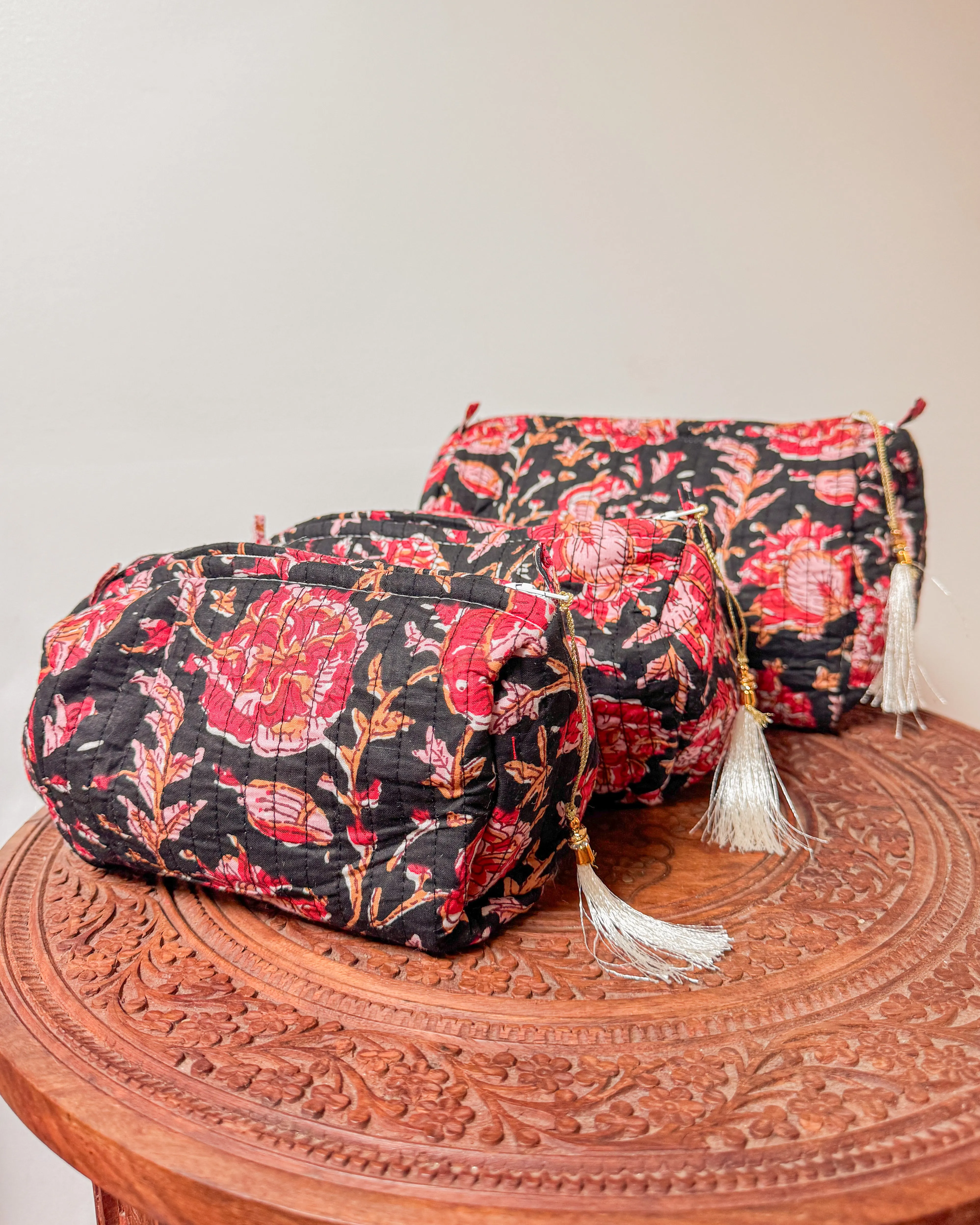 Handmade Quilted Cotton Travel Makeup Bags