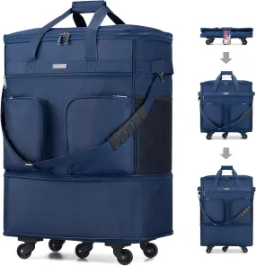 Hanke Expandable Collapsible Luggage with Wheels Suitcase Luggage Rolling Travel Bag Duffel Garment Tote Bag for Men Women Lightweight Suitcase Large Capacity Luggage with Spinner Wheel (Blue)
