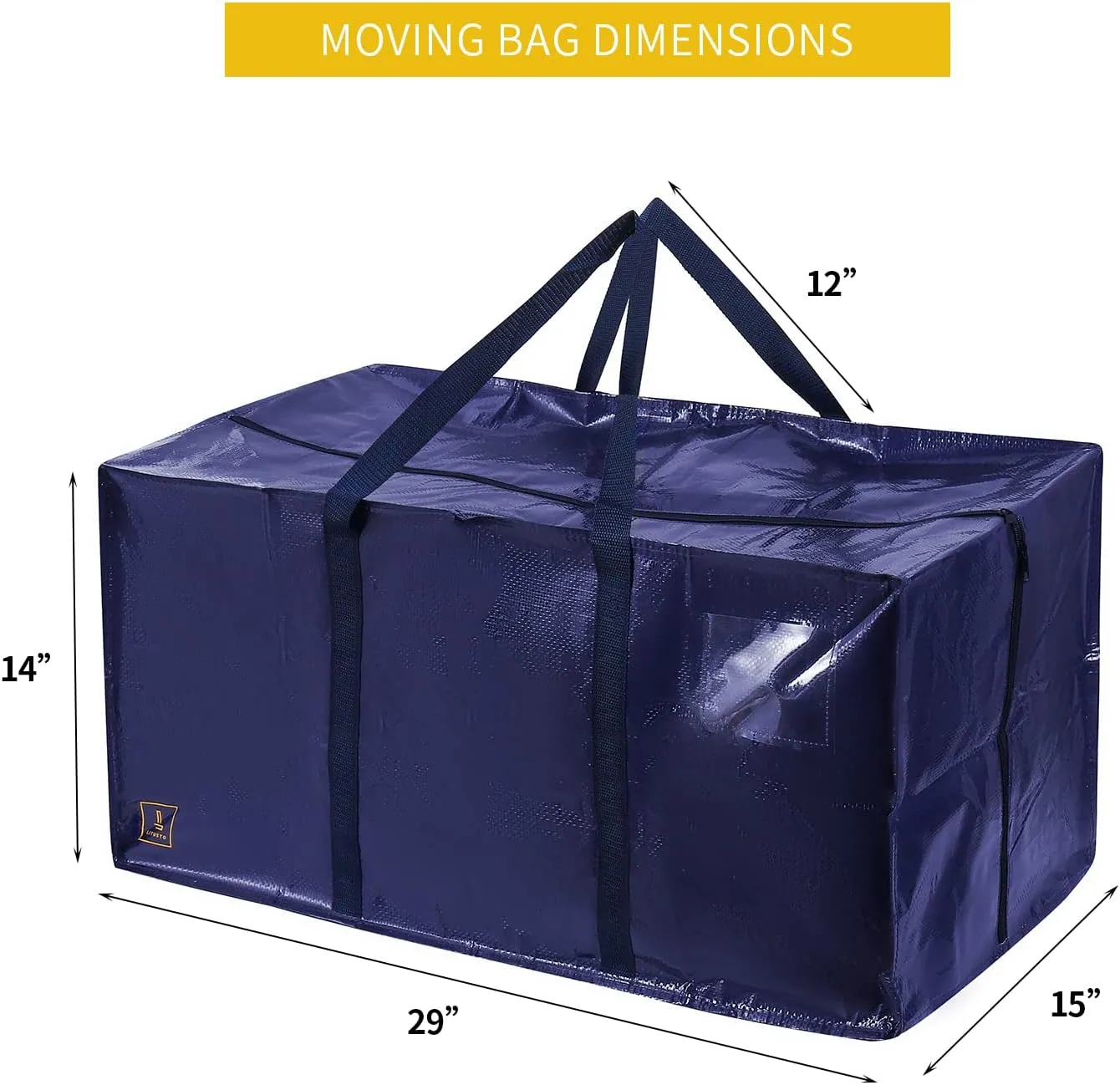 Heavy Duty Extra Large Moving Bags with Extra Long Handles -Includes Backpack Straps - Easy Storage For Space Saving (Navy-6 Bag)