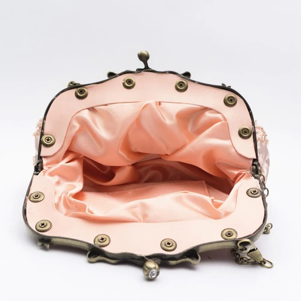 HeiDmai Women's Vintage Beaded Sequin Flower Evening Handbags Wedding Clutches Prom Cocktail Party Handbags