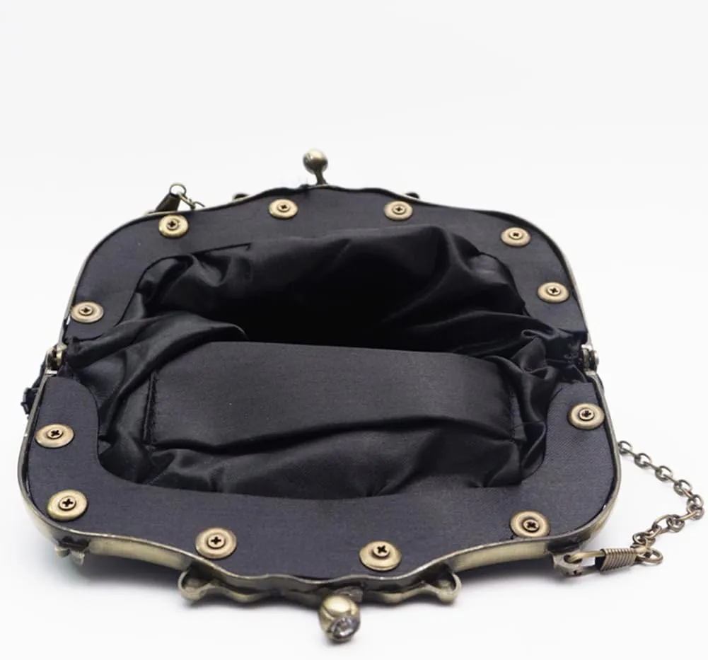 HeiDmai Women's Vintage Pearl Sequins Flower Evening Handbags Wedding Clutches Prom Cocktail Party Handbags