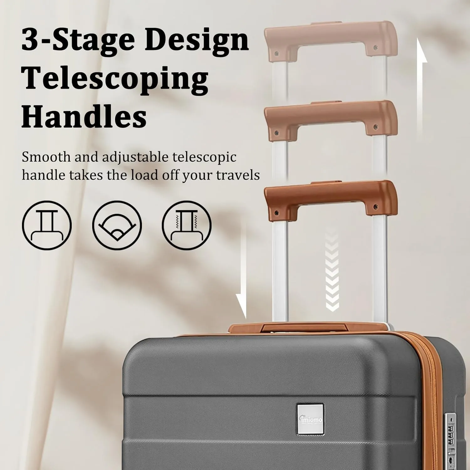 imiomo Hard Shell 20 Inch Carry on Luggage 3 Piece Set with Travel Backpack, Lightweight Hardside Carry-On Suitcase with Spinner Wheels and TSA Lock, Grey