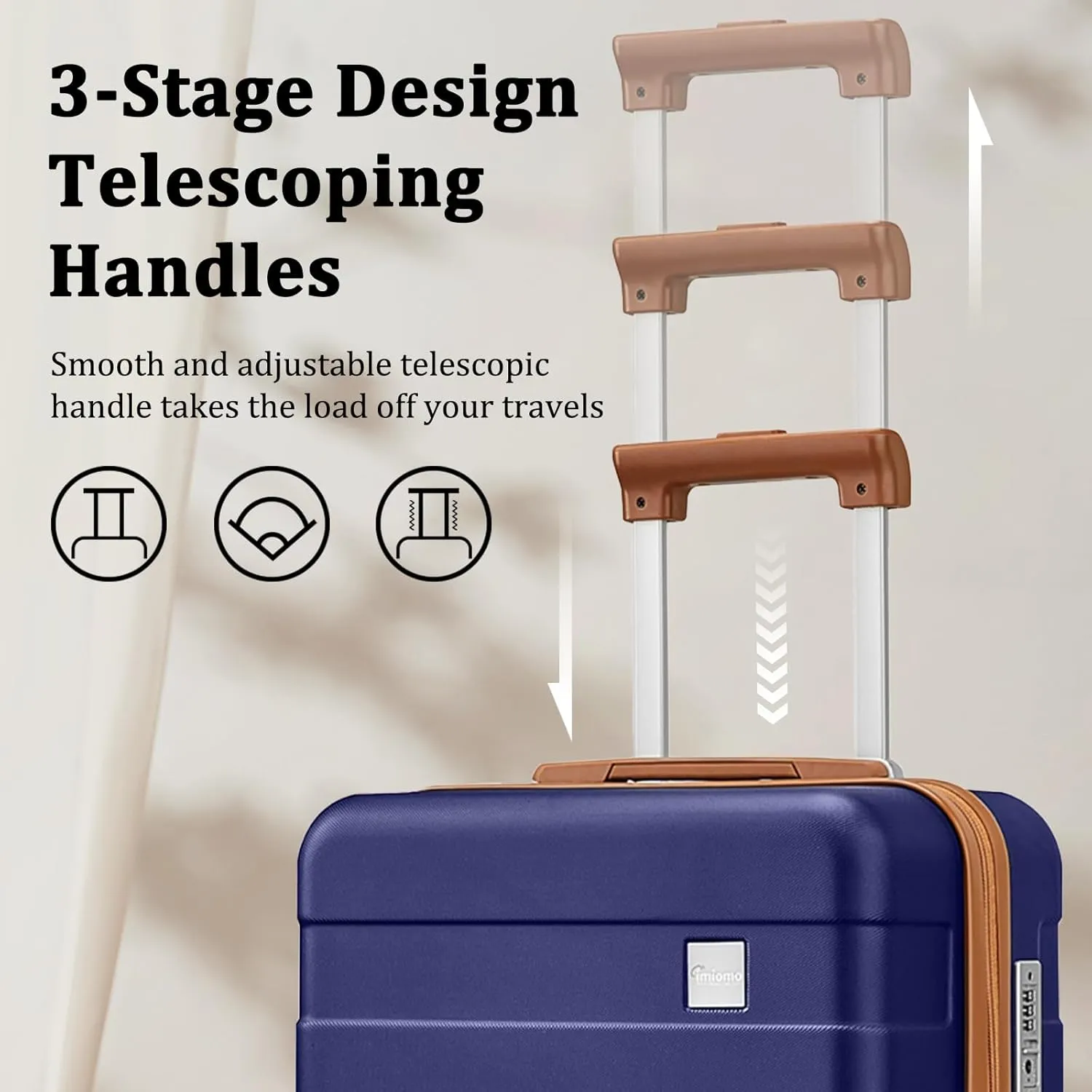 imiomo Hard Shell 20 Inch Carry on Luggage 3 Piece Set with Travel Backpack, Lightweight Hardside Carry-On Suitcase with Spinner Wheels and TSA Lock, Navy