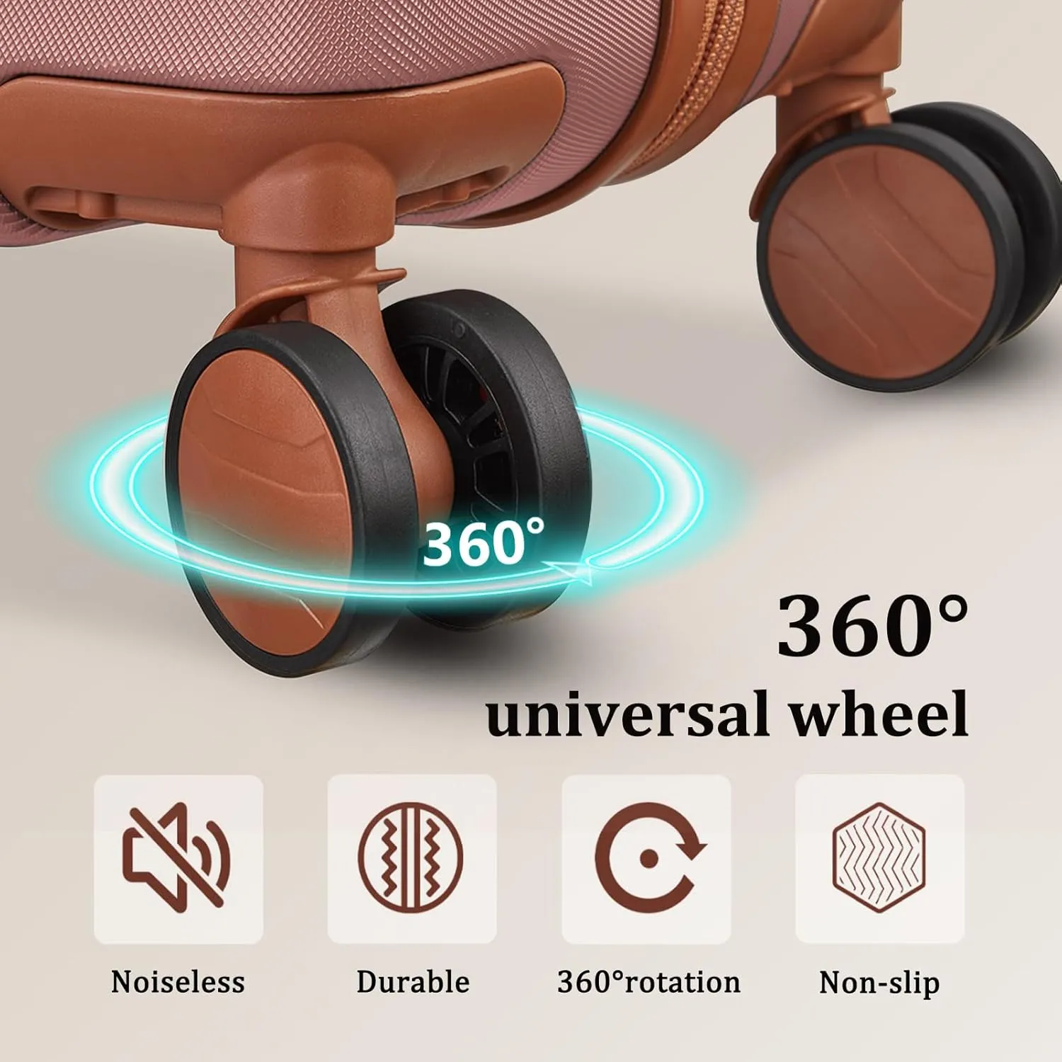 imiomo Hard Shell 20 Inch Carry on Luggage 3 Piece Set with Travel Backpack, Lightweight Hardside Carry-On Suitcase with Spinner Wheels and TSA Lock, Rose Gold