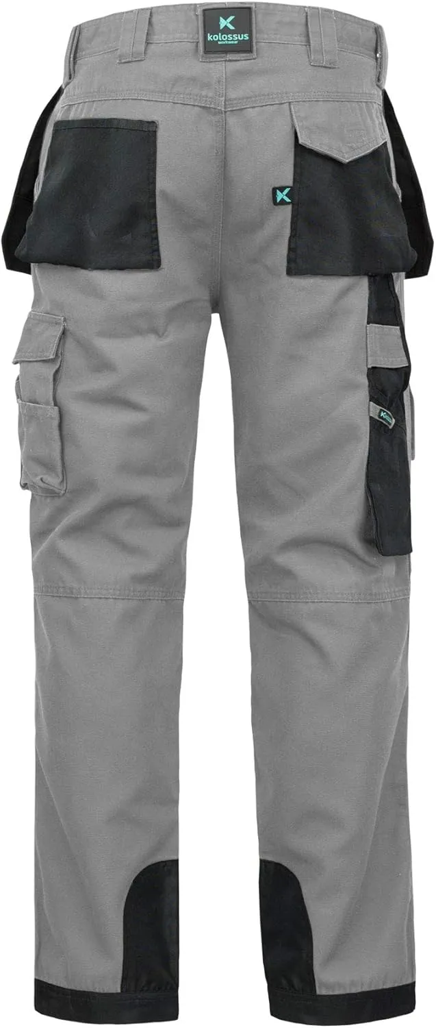 Kolossus Mens Strength Utility Cargo Work Pant - 10 Pockets and PE Reinforced Knees Tactical Pants