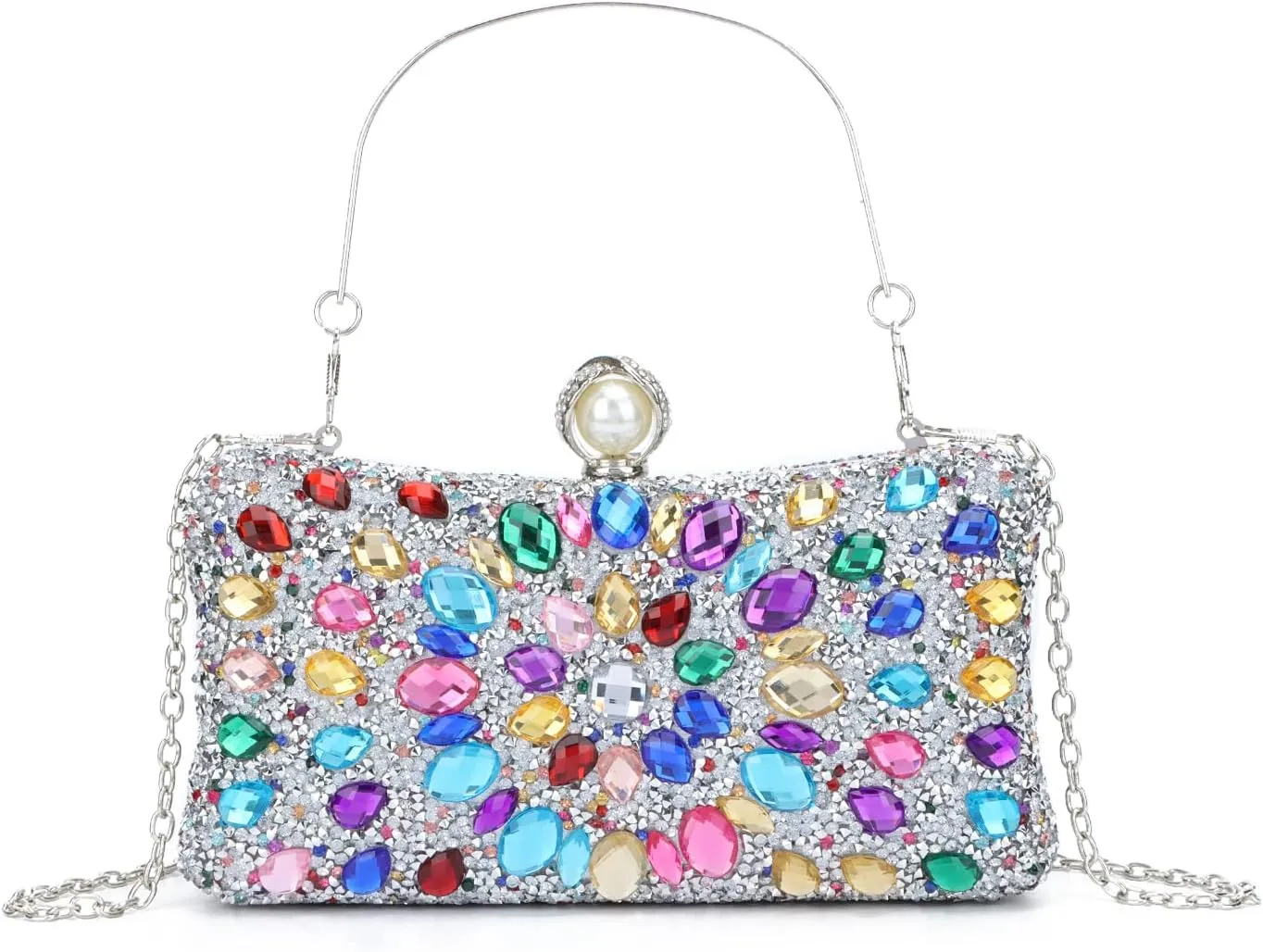 Lanpet Women Clutches Multicolor Crystal Rhinestone Evening Handbag Chain Strap Shoulder Bag
