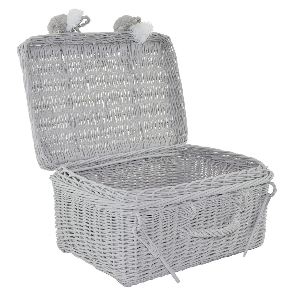 Large Wicker Suitcase - Grey