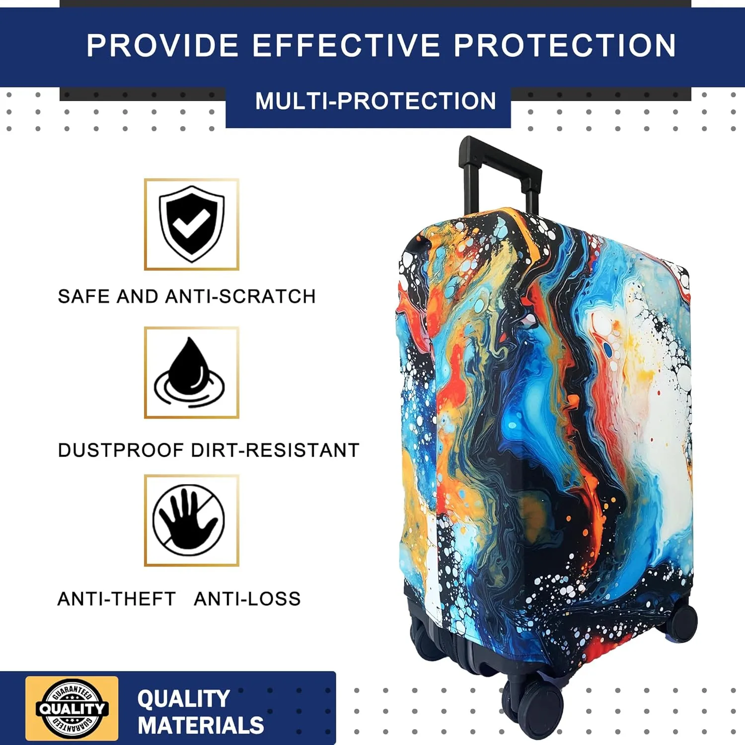 Luggage Cover Washable Suitcase Cover Suitcase Protector Anti-scratch Fits 30-32 Inch Luggage (Color Marble, XL)