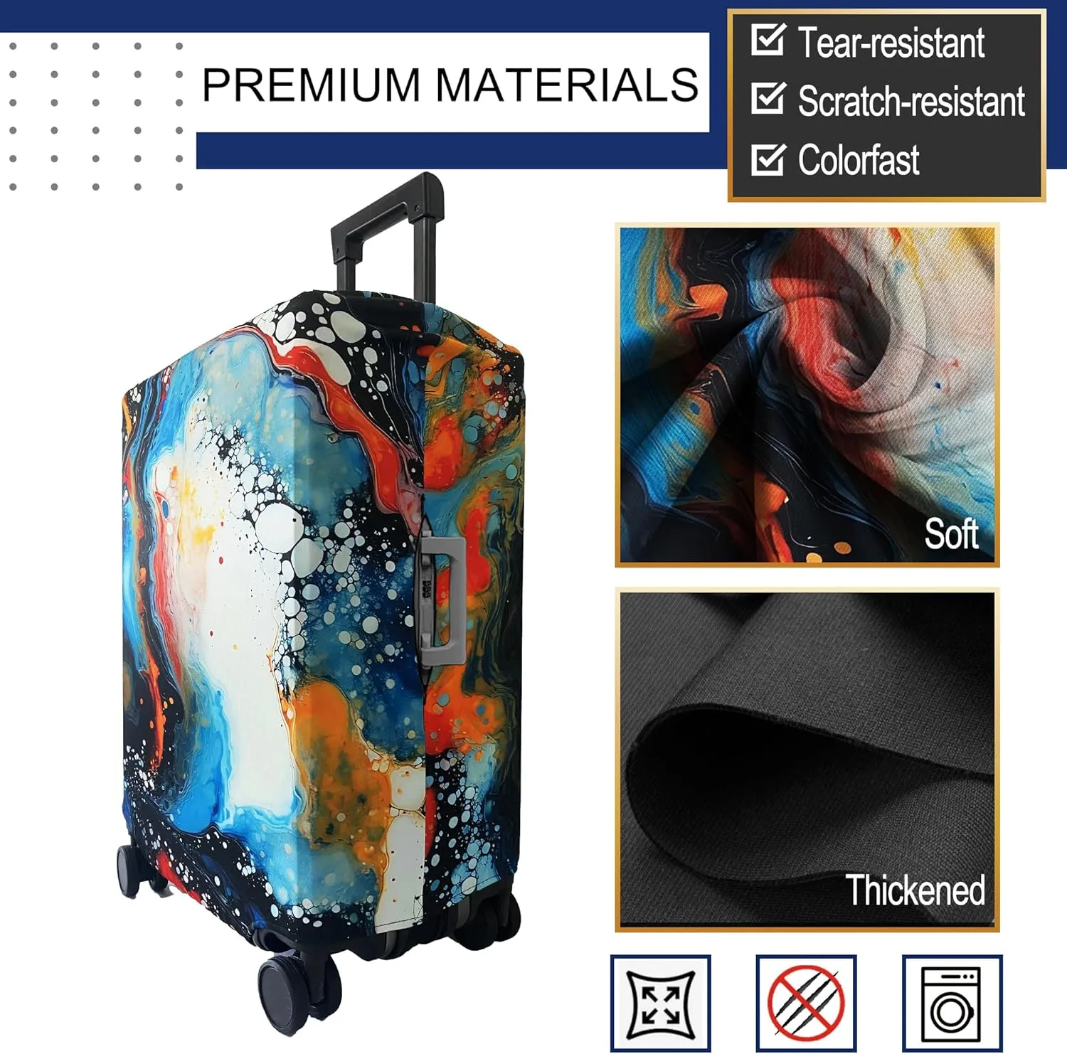Luggage Cover Washable Suitcase Cover Suitcase Protector Anti-scratch Fits 30-32 Inch Luggage (Color Marble, XL)