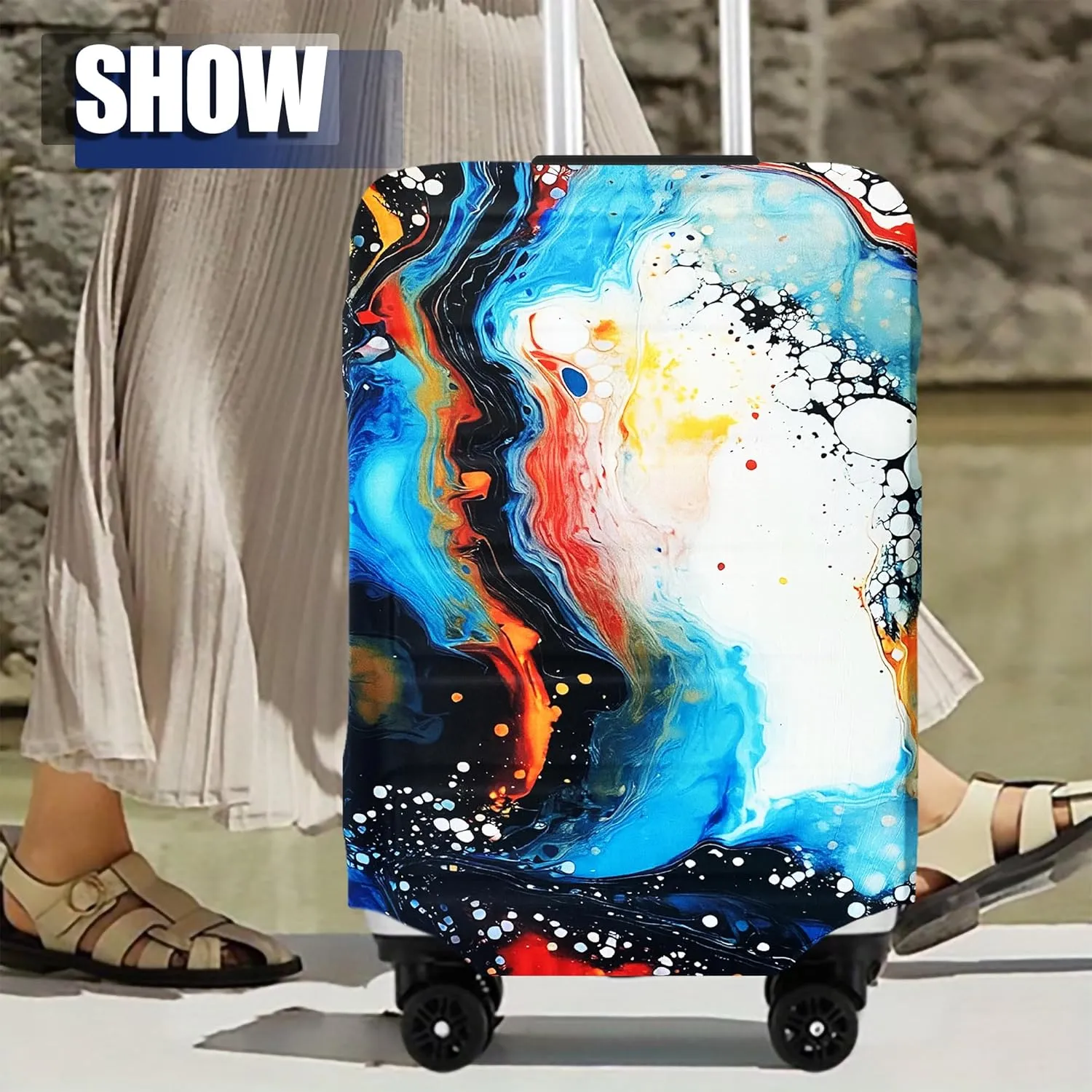 Luggage Cover Washable Suitcase Cover Suitcase Protector Anti-scratch Fits 30-32 Inch Luggage (Color Marble, XL)