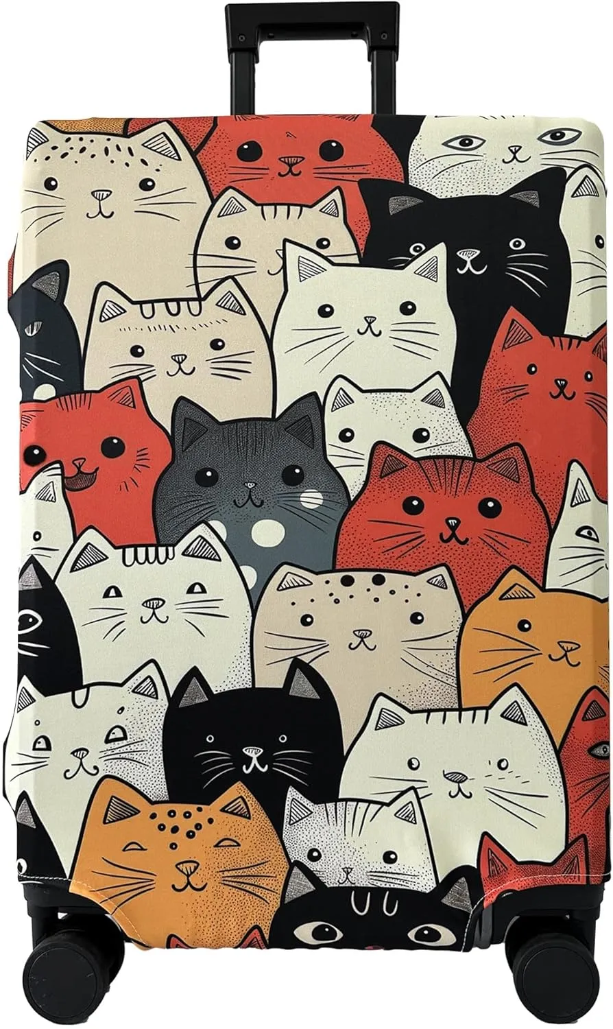 Luggage Cover Washable Suitcase Cover Suitcase Protector Anti-scratch Fits 30-32 Inch Luggage (Cute Cat, XL)