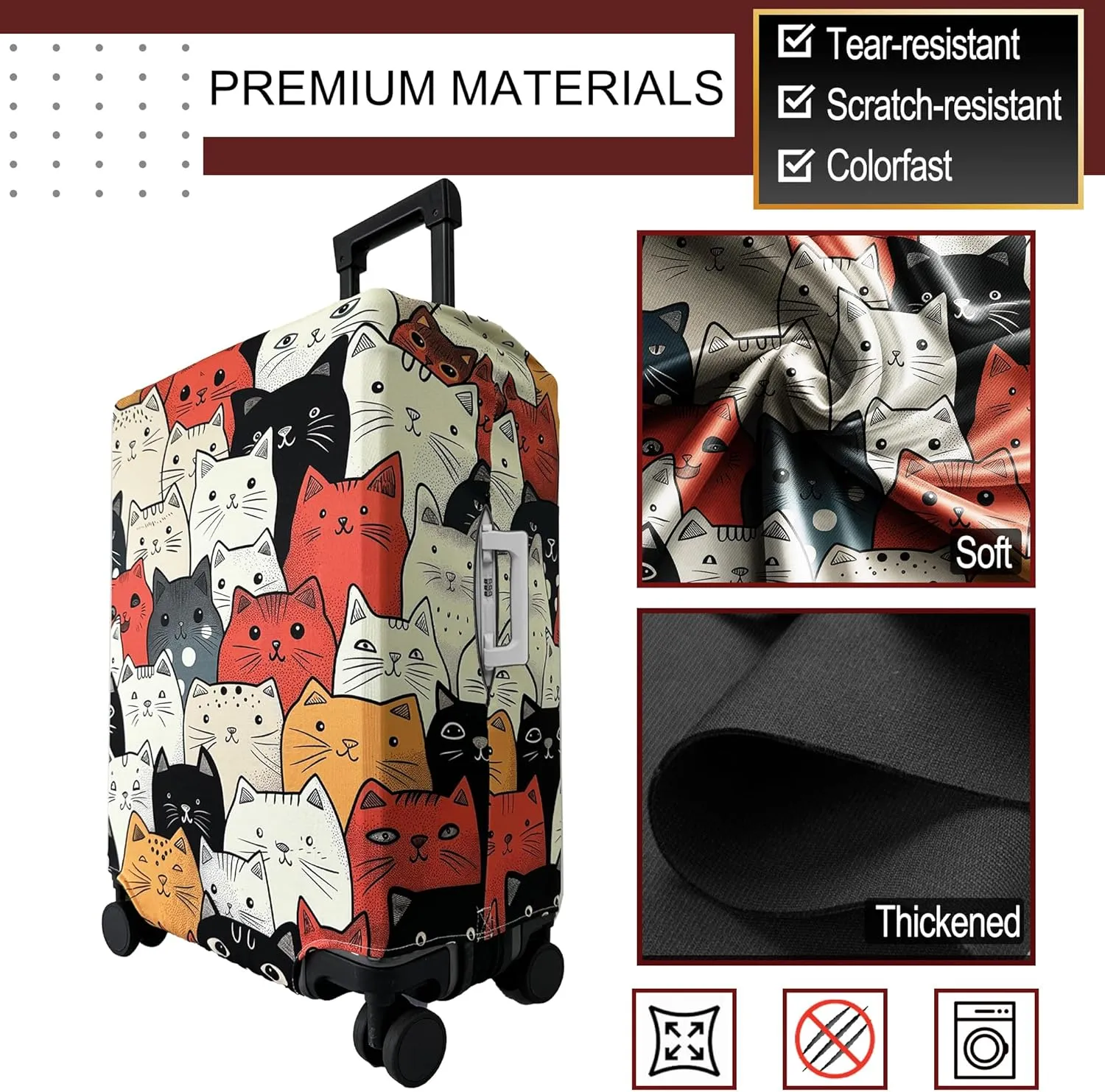 Luggage Cover Washable Suitcase Cover Suitcase Protector Anti-scratch Fits 30-32 Inch Luggage (Cute Cat, XL)