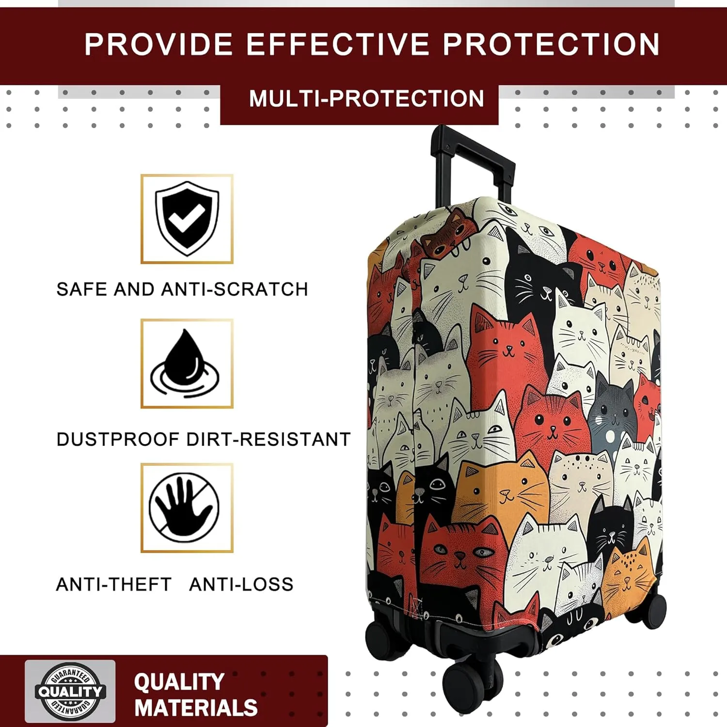 Luggage Cover Washable Suitcase Cover Suitcase Protector Anti-scratch Fits 30-32 Inch Luggage (Cute Cat, XL)