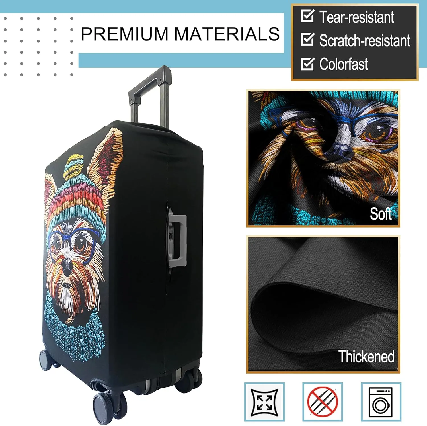 Luggage Cover Washable Suitcase Cover Suitcase Protector Anti-scratch Fits 30-32 Inch Luggage (Cute Dog, XL)