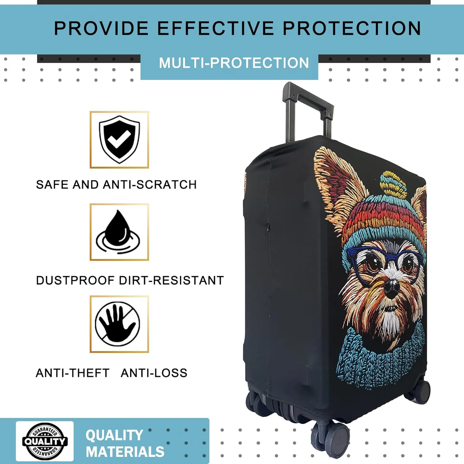 Luggage Cover Washable Suitcase Cover Suitcase Protector Anti-scratch Fits 30-32 Inch Luggage (Cute Dog, XL)