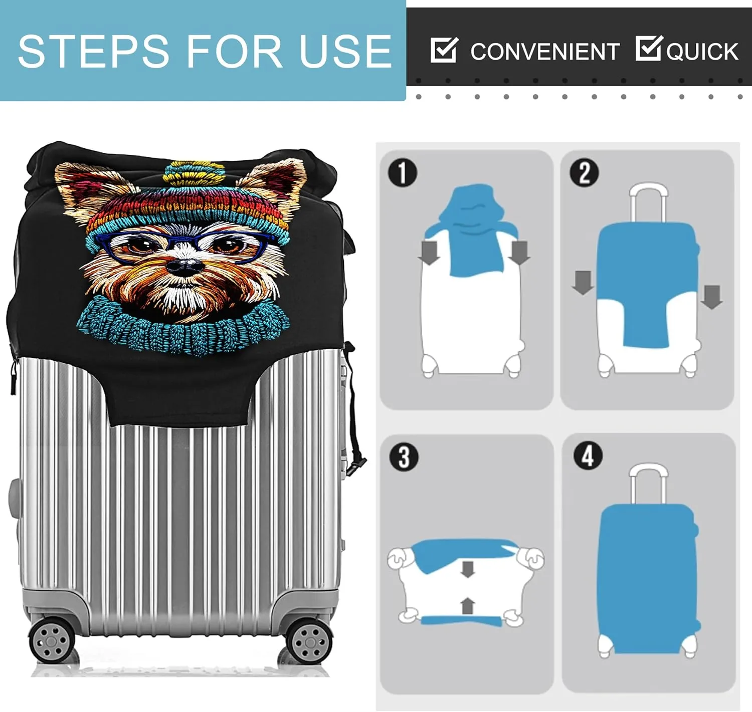 Luggage Cover Washable Suitcase Cover Suitcase Protector Anti-scratch Fits 30-32 Inch Luggage (Cute Dog, XL)