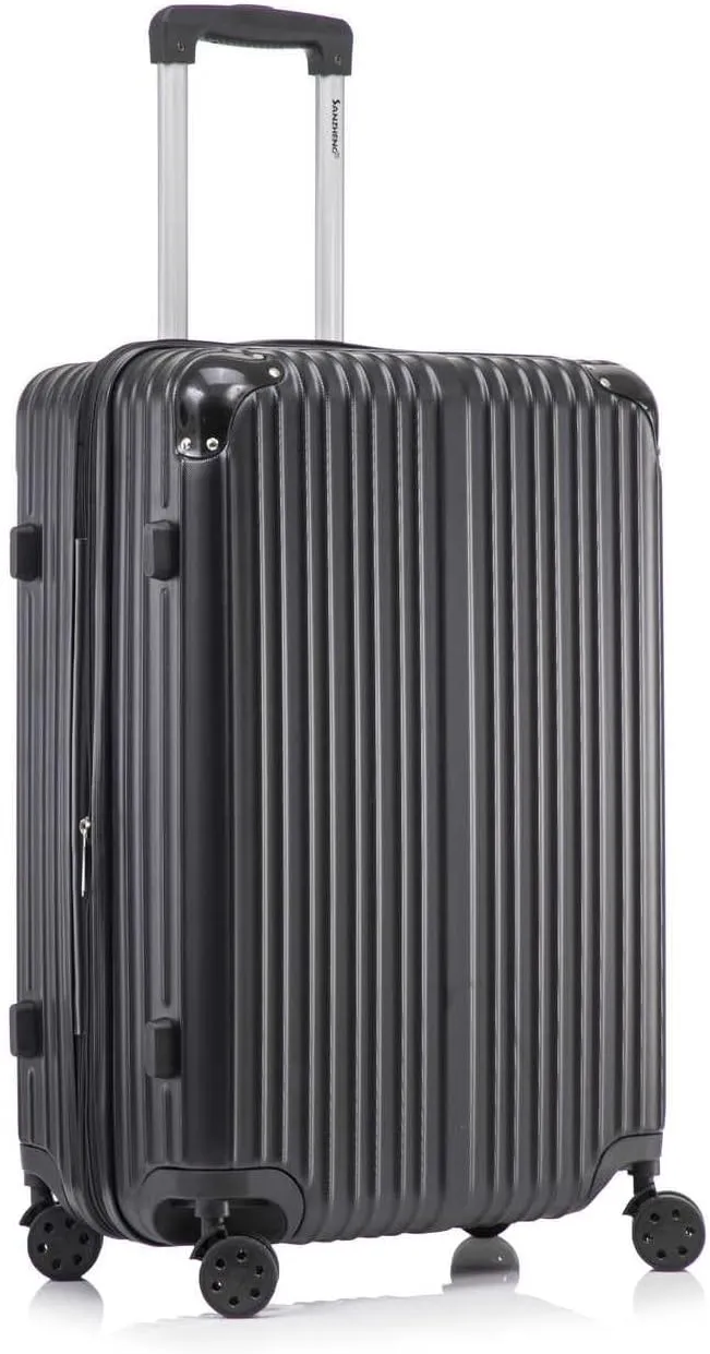 Luggage Sets 4 Piece Suitcases with Wheels, Suitcase Set ABS Hard Shell Luggage with TSA Lock Spinner Wheels Large Luggage Carry On Suitcase (BLACK, 20 inch carry-on)