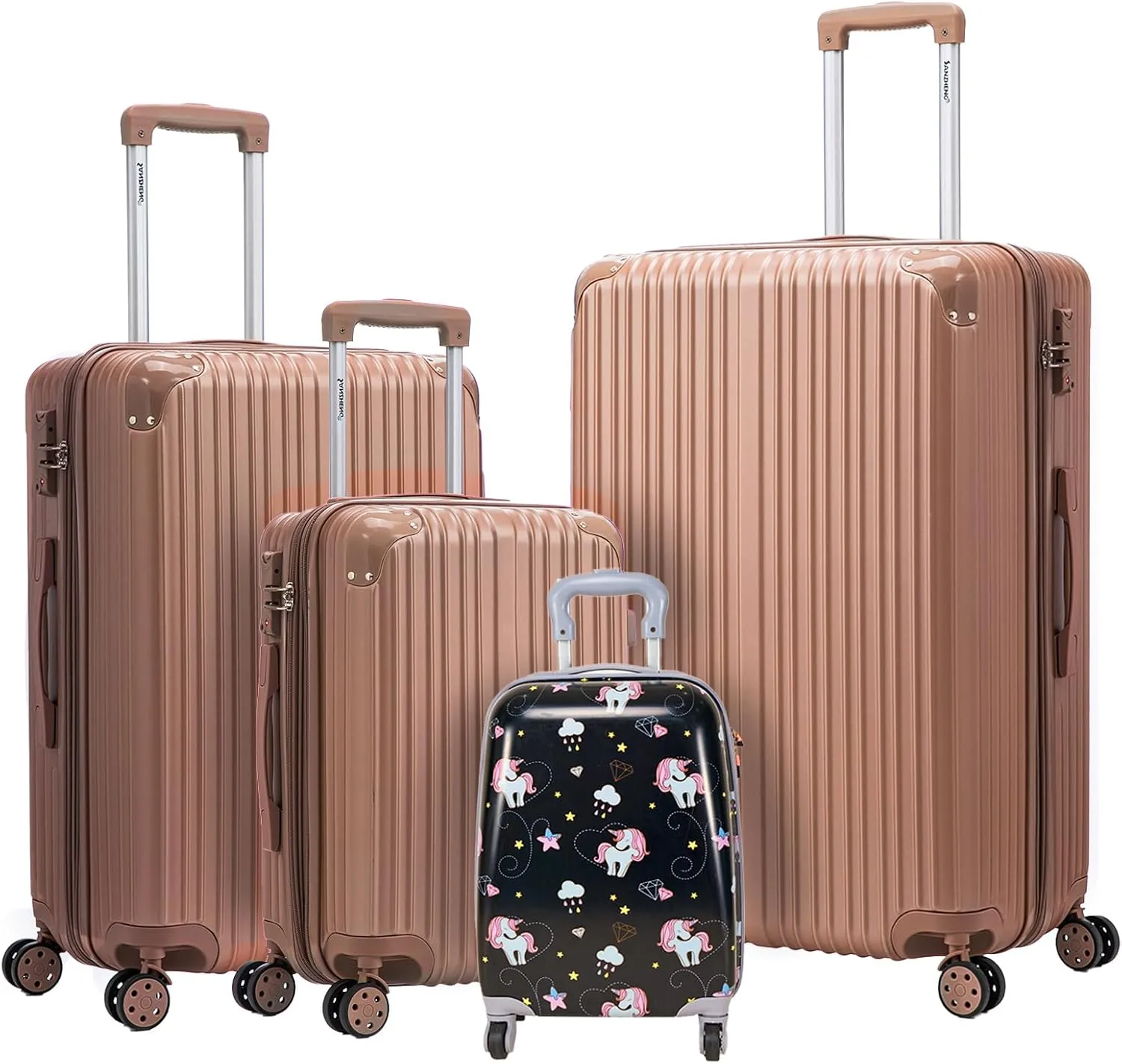 Luggage Sets 4 Piece Suitcases with Wheels, Suitcase Set ABS Hard Shell Luggage with TSA Lock Spinner Wheels Large Luggage Carry On Suitcase (GOLD, 4 PIECE (16inch/20inch/24inch/30inch))