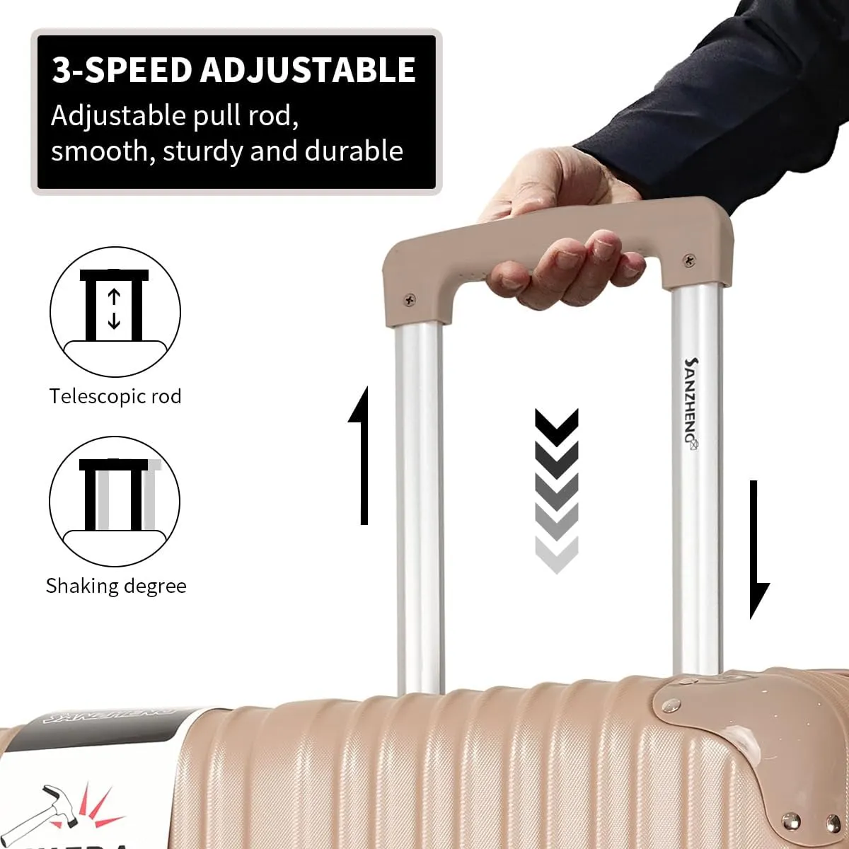 Luggage Sets 4 Piece Suitcases with Wheels, Suitcase Set ABS Hard Shell Luggage with TSA Lock Spinner Wheels Large Luggage Carry On Suitcase (GOLD, 4 PIECE (16inch/20inch/24inch/30inch))