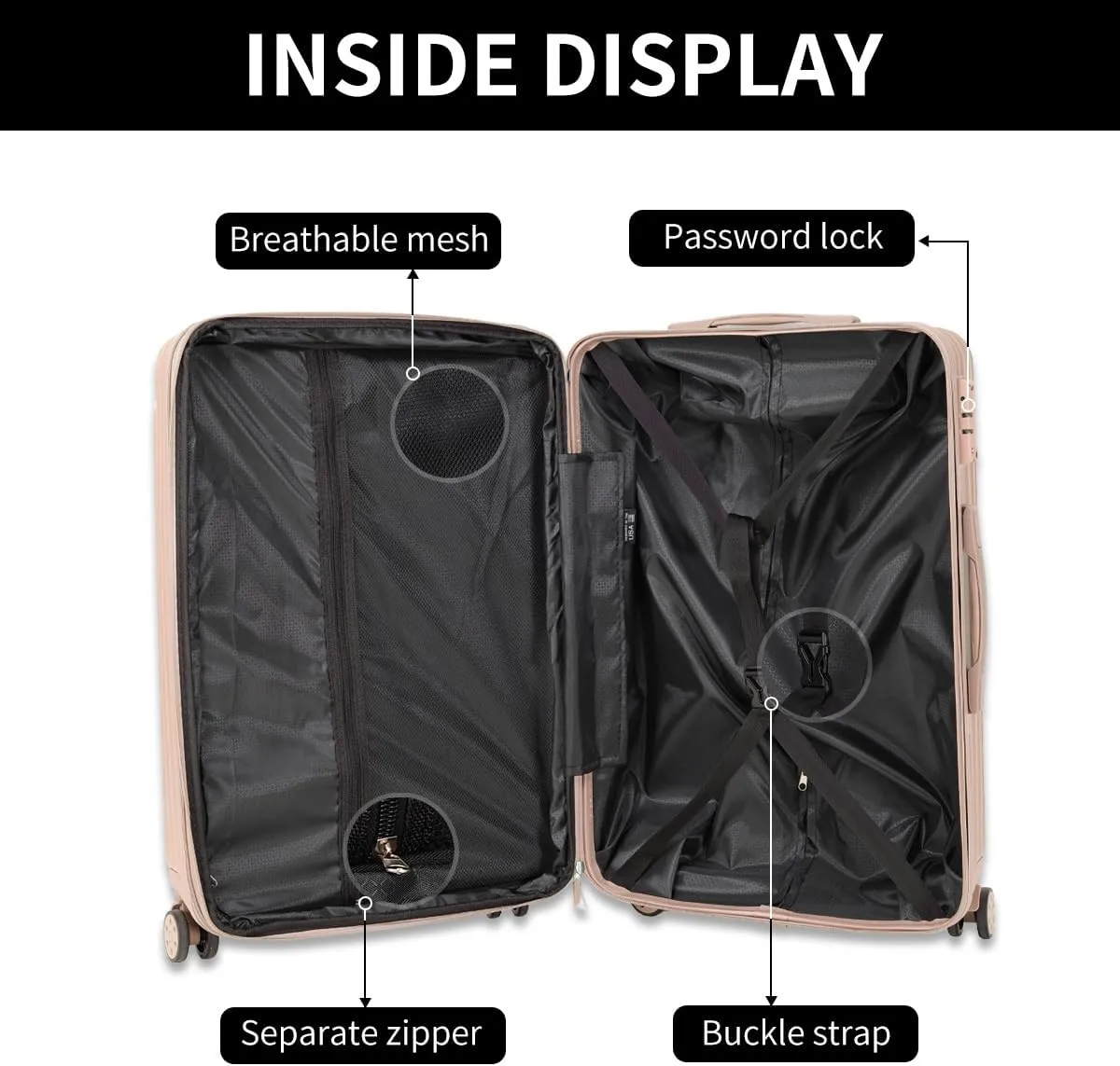 Luggage Sets 4 Piece Suitcases with Wheels, Suitcase Set ABS Hard Shell Luggage with TSA Lock Spinner Wheels Large Luggage Carry On Suitcase (GOLD, 4 PIECE (16inch/20inch/24inch/30inch))