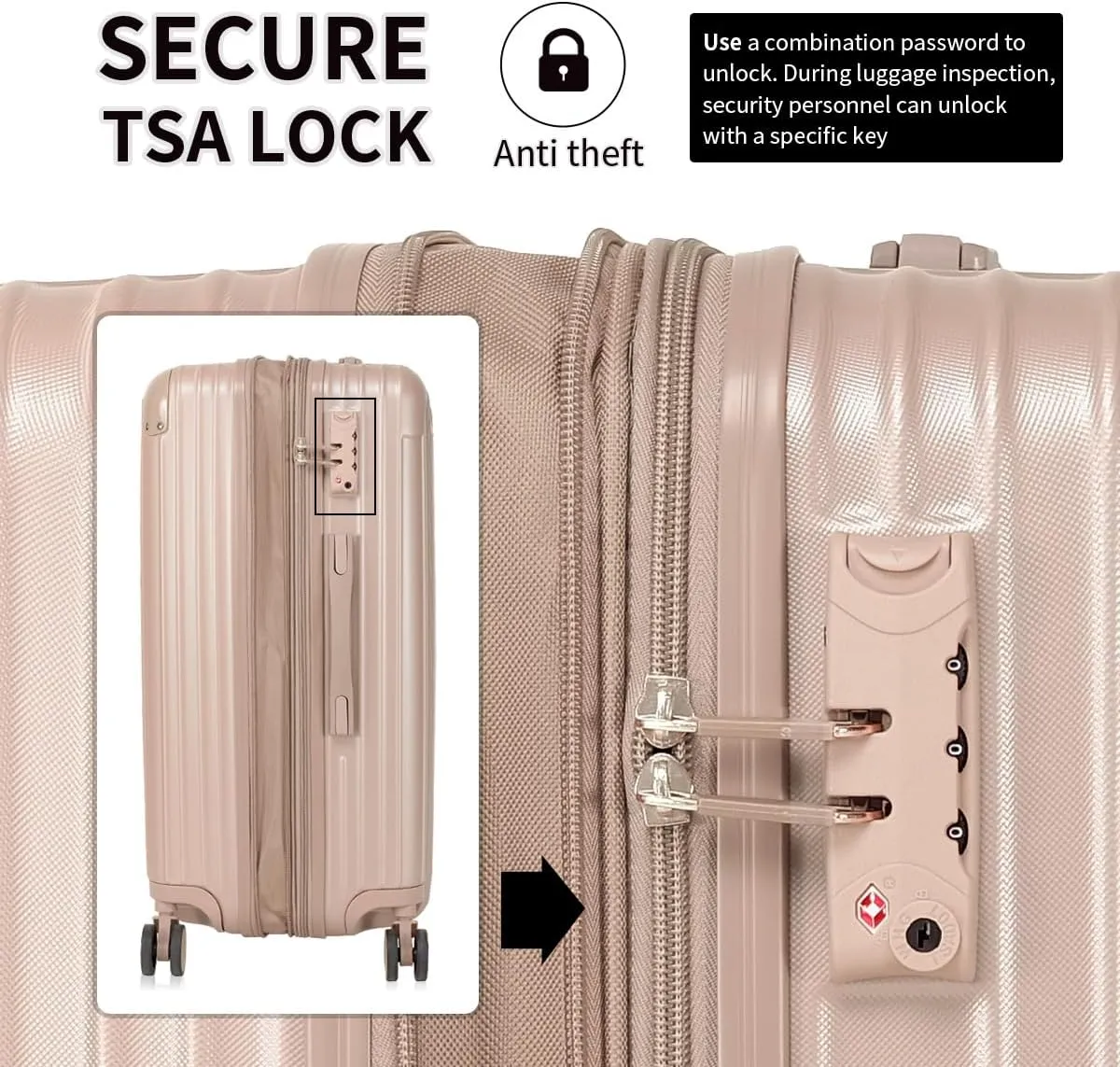 Luggage Sets 4 Piece Suitcases with Wheels, Suitcase Set ABS Hard Shell Luggage with TSA Lock Spinner Wheels Large Luggage Carry On Suitcase (GOLD, 4 PIECE (16inch/20inch/24inch/30inch))